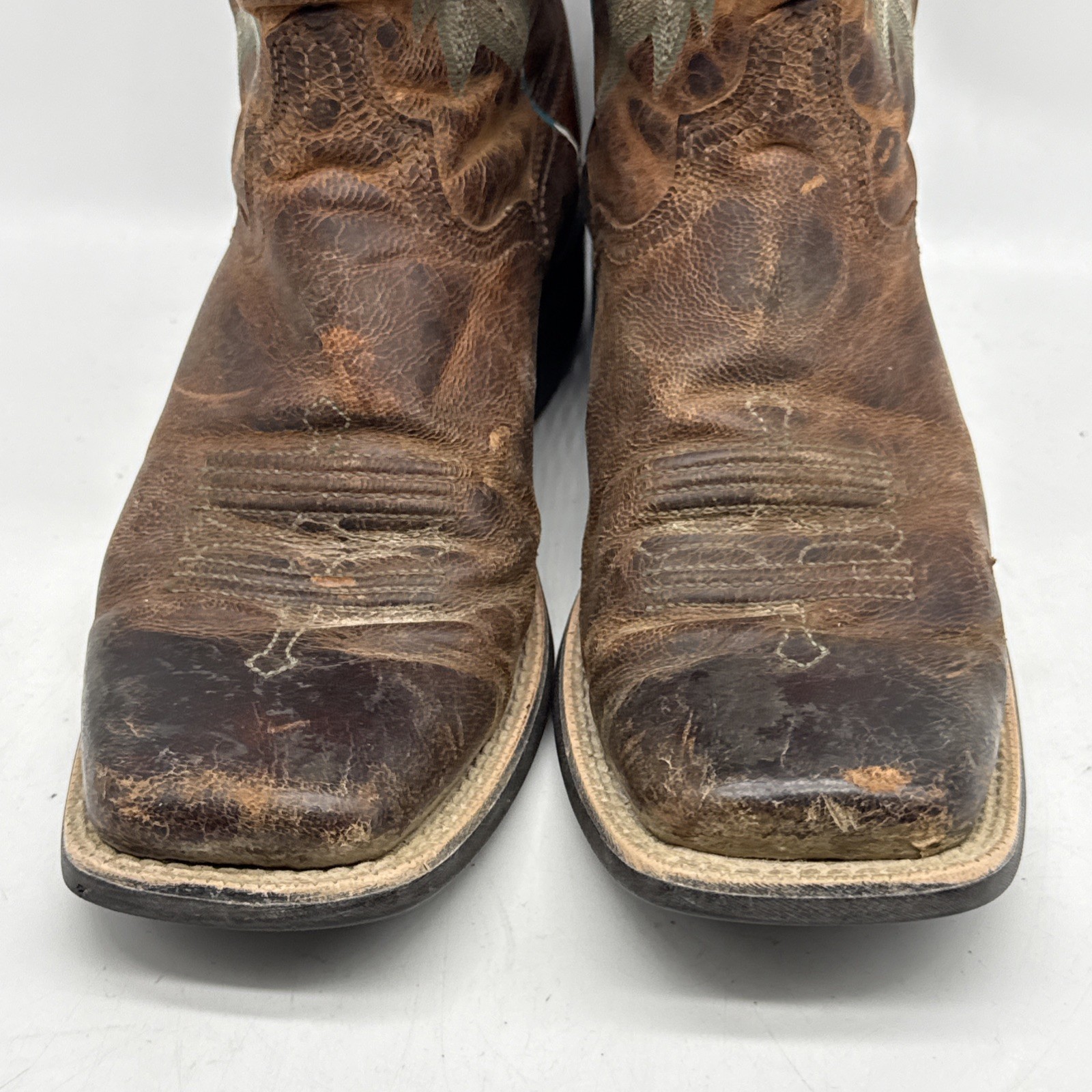 Ariat Cowboy Boots 7.5B Tombstone Brown Square Toe Rodeo Western