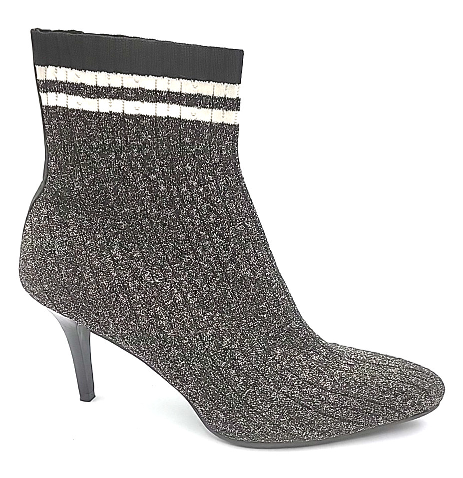 New Stuart Weitzman Waverly Sock Boots Ankle Black Gold Stretch Women’s 10M