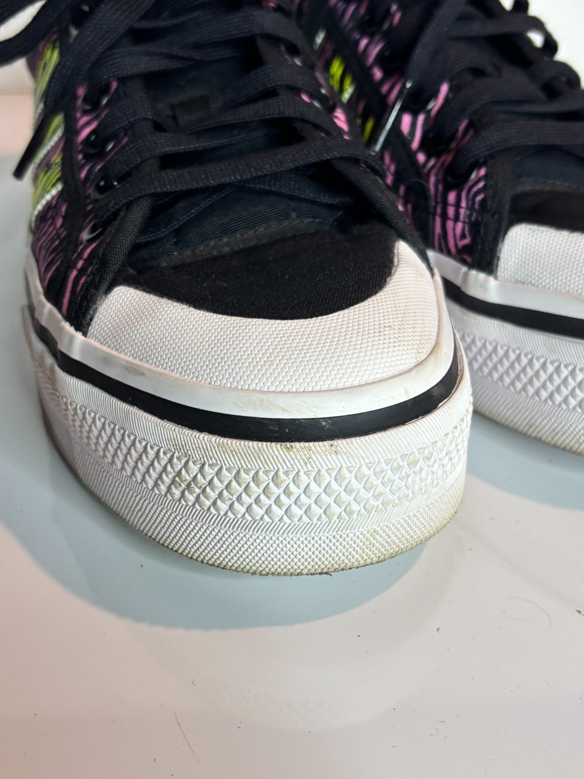 Adidas Originals Nizza Platform Black Pink Zebra Print Womens Lace Sneakers 9.5