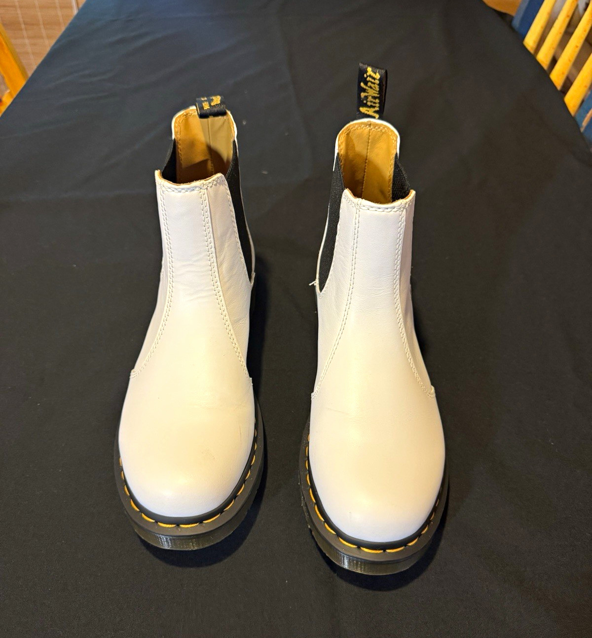 Dr. Martens 2976 White/Black Leather Chelsea Ankle Boots Womens US 10 EU 42