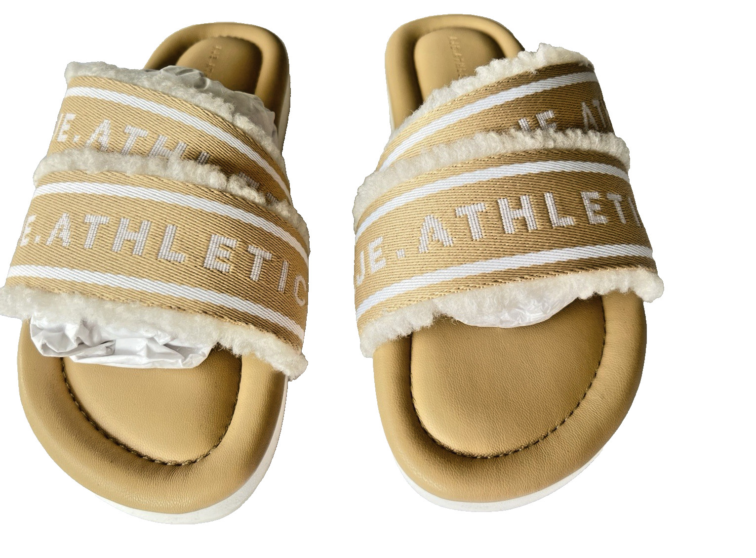 Aje Athletica Puffed Shearling Slides Size EU 37/AU 6/UK 4 Natural Tan BNWT