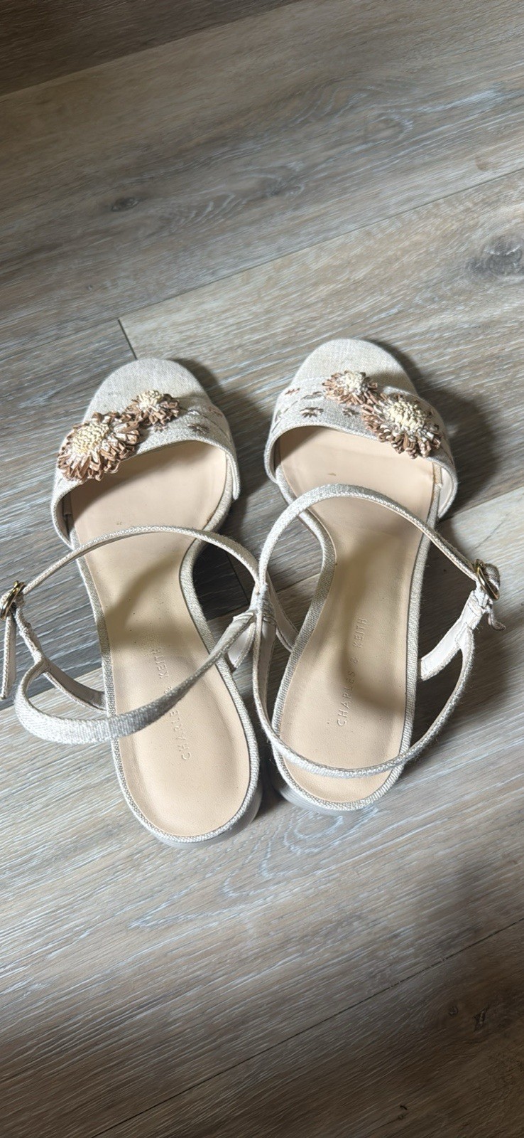 Charles & Keith Silver Glitter Strappy Ankle Strap Buckle Heels US 8.5 EU 39