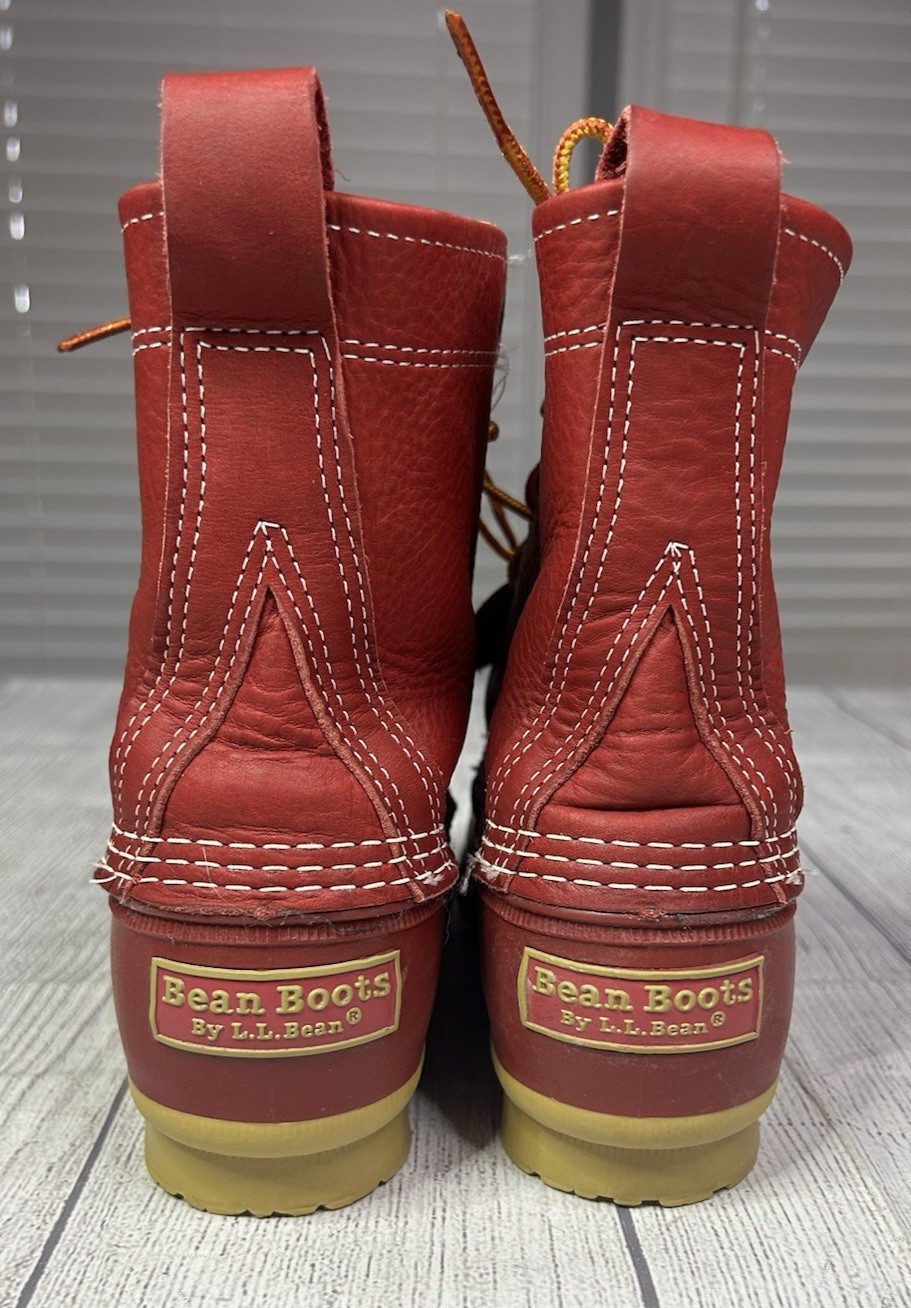 LL Bean Womens Limited Edition Red Leather Duck Boots Size 6 M USA Maine