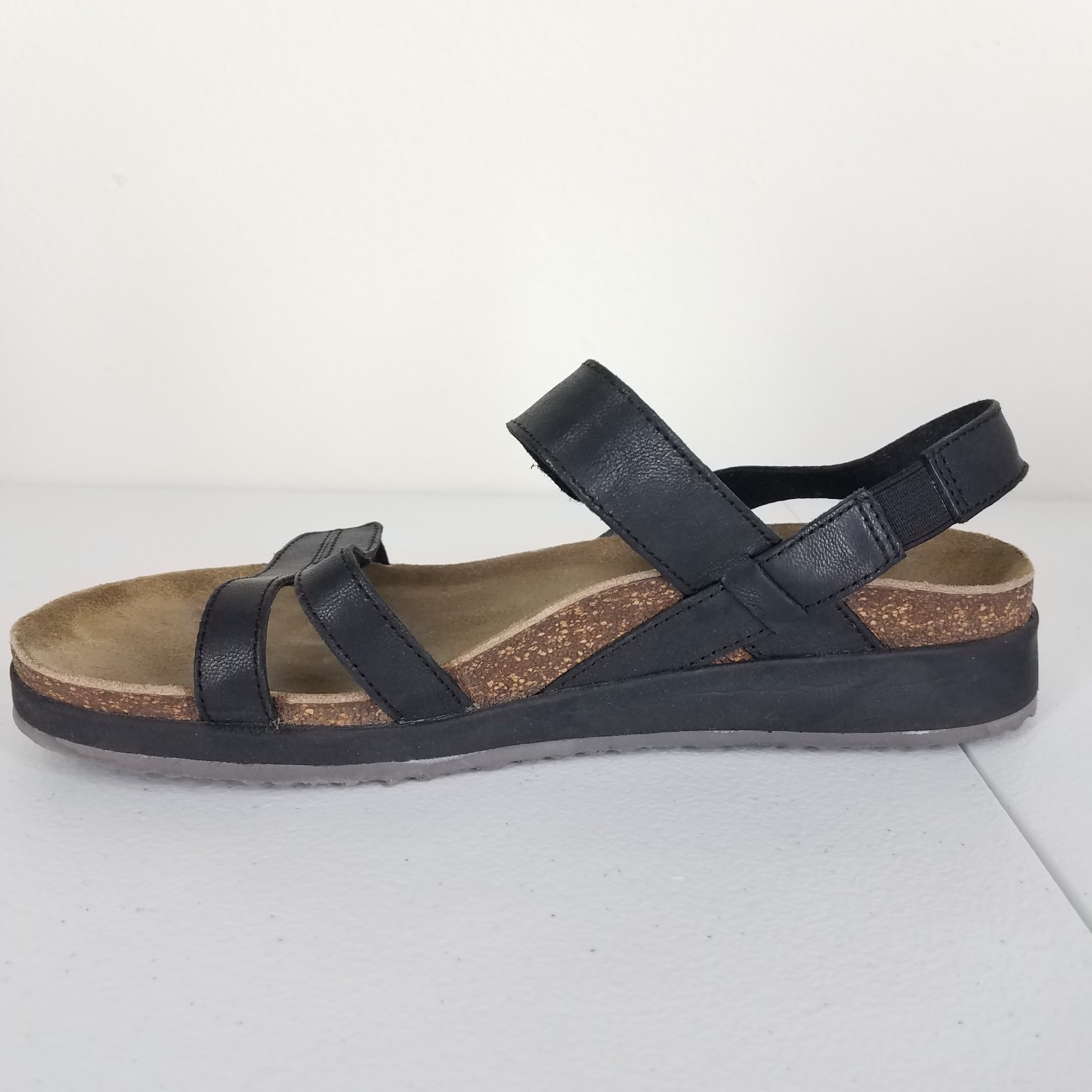 Aetrex Leather Sandals Women’s 9.5 Black Comfort Casual Summer Walking Travel
