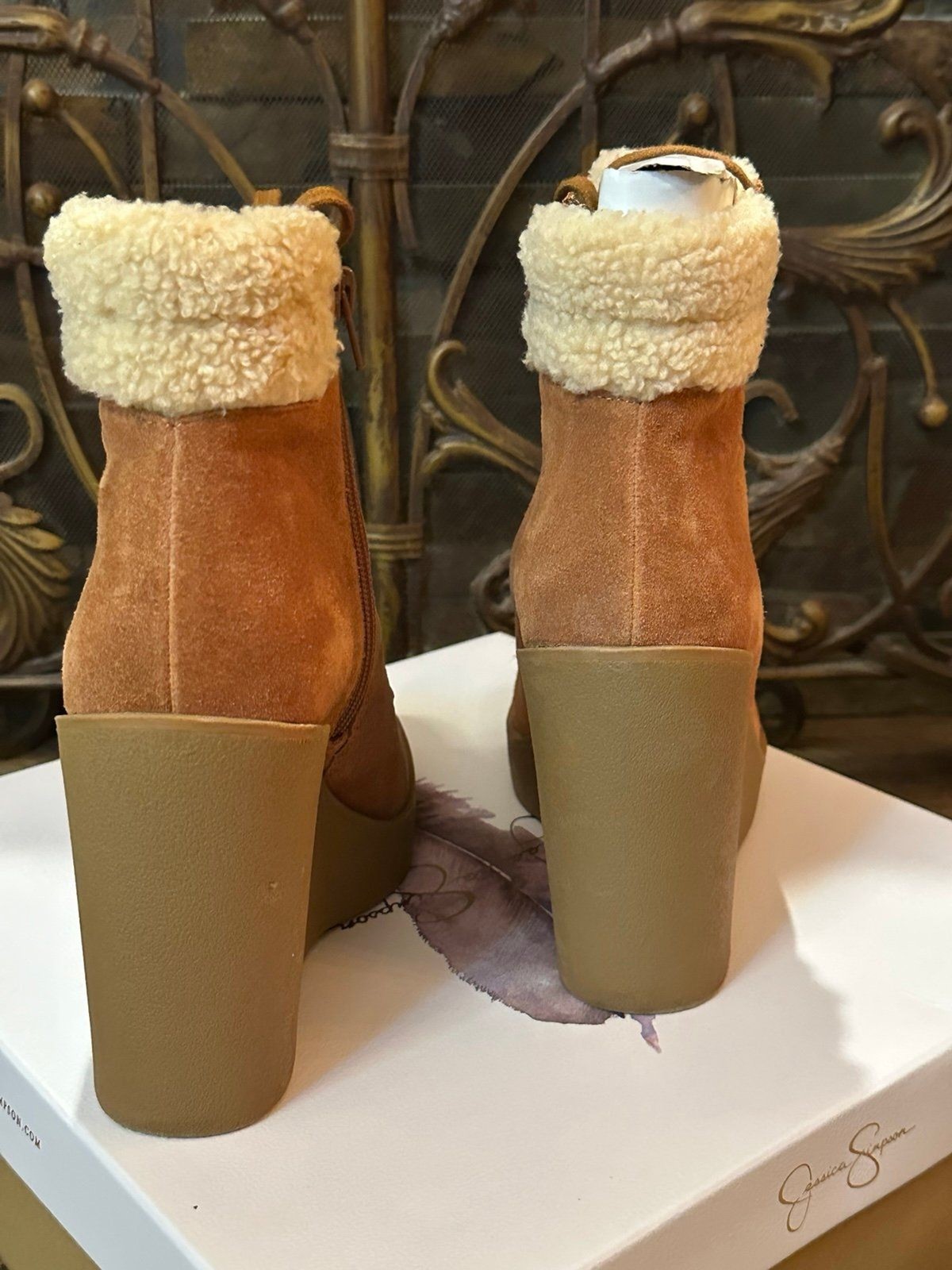 Jessica Simpson Wedge Boots with Side Zipper in Box. Size 9.5. Worn Once.