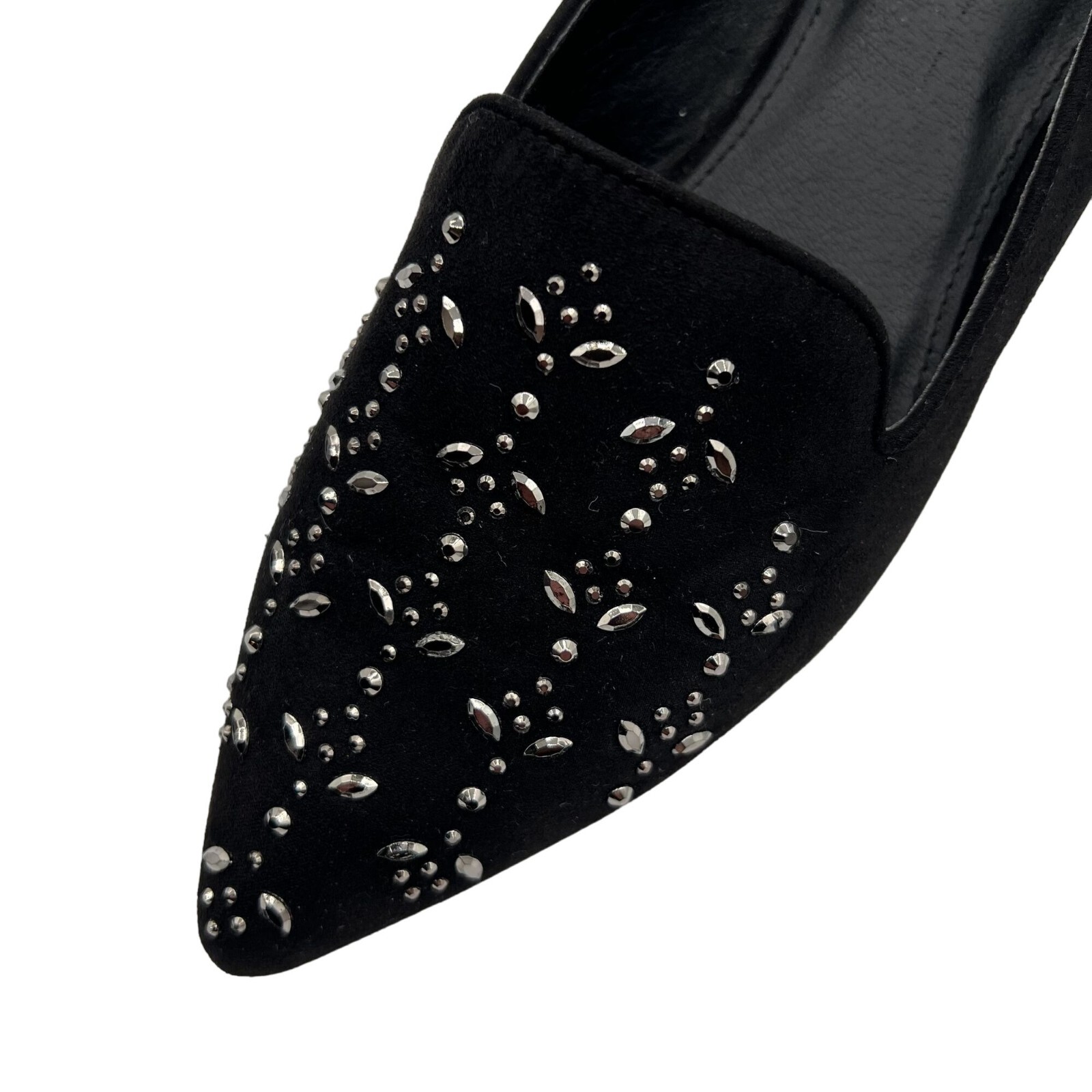 Cato Womens 9 Black Suede Studded Pointed Toe Shoes Career Wear Business Casual