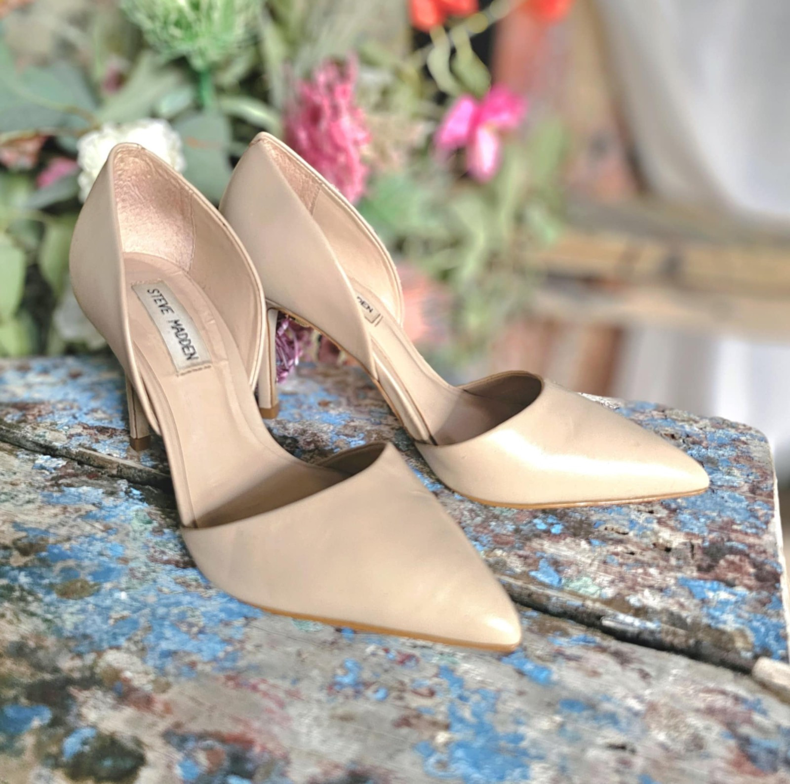 STEVE MADDEN Nude Beige Stilletto Closed Pointed Toe Heels Pumps SIZE AU 6.5 EUC