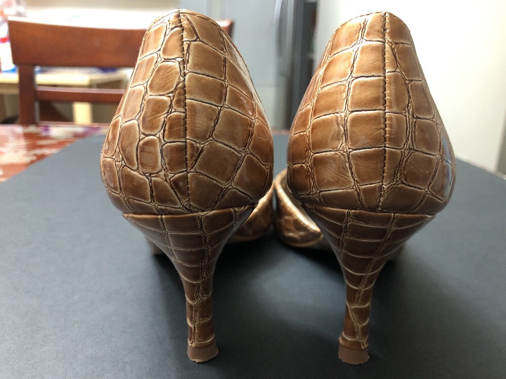MAURICES Solid Brown Animal Print Pointy Toe Dress Heels Sz 71/2- 3 inch heels