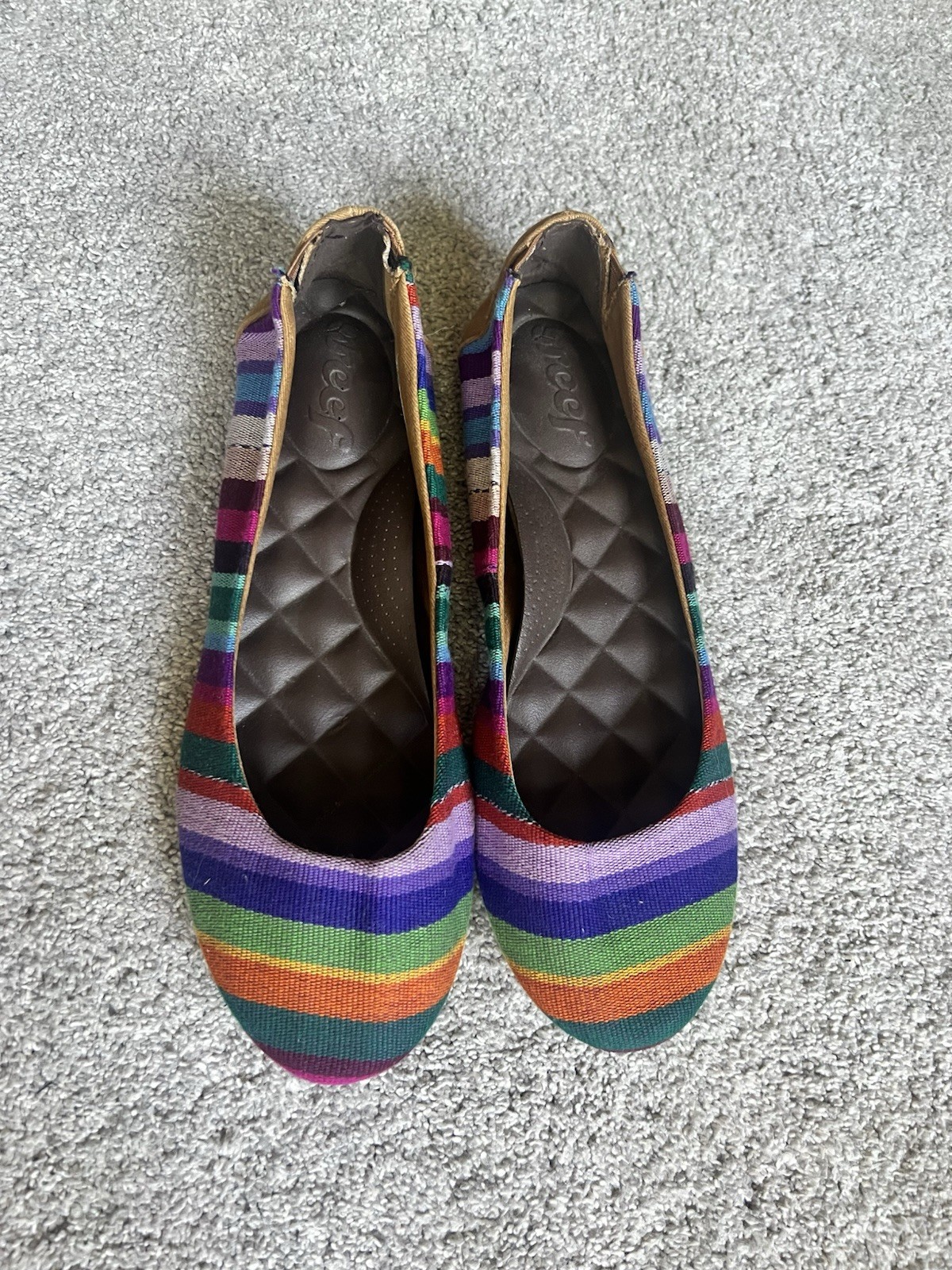 Reef Tropic Size 9 Rainbow Stripe Ballet Flats Boho Casual Colorful