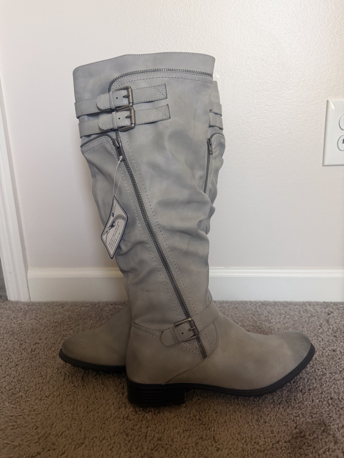 White Mountain Ricki Women’s Charcoal Ruched Tall Boots Size 10M NWT
