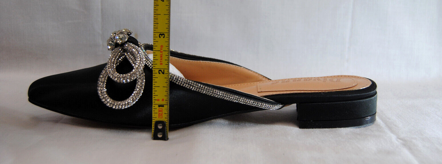 Divanne Women’s Flat Pointed Toe Backless Shoes with Rhinestone Bowknot T2358