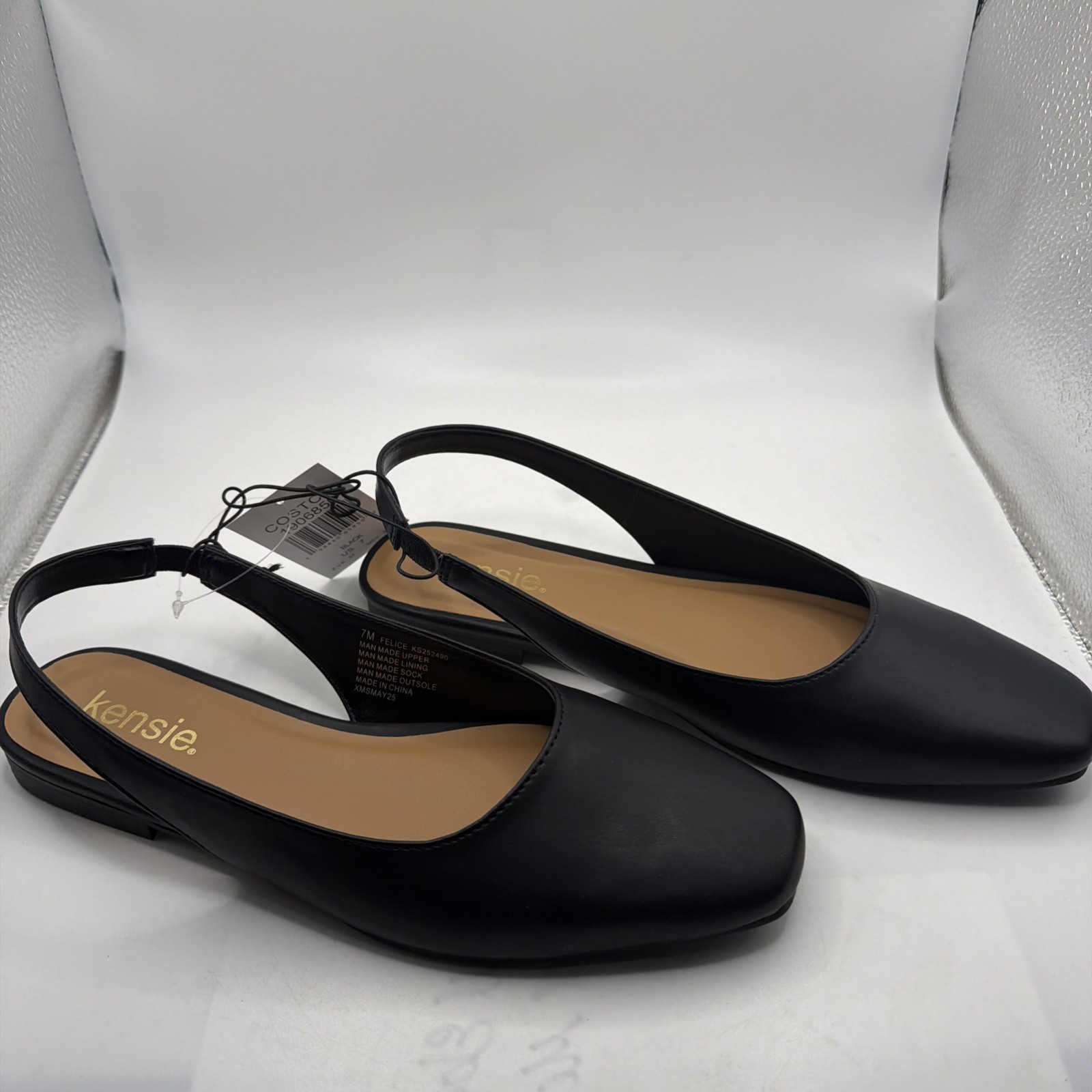 Kensie Women’s Size 9 Felice Dress Shoes Slingback Flats Easy On, Black. New.