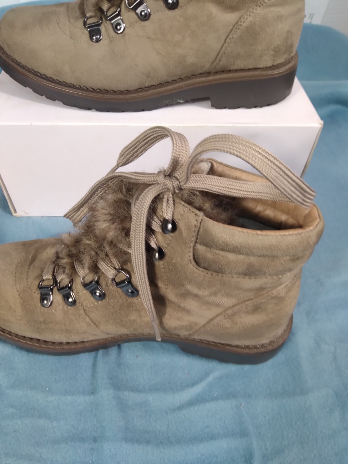 Spirit Textile Upper W Fur Trim Lace-Up Boots 7.5