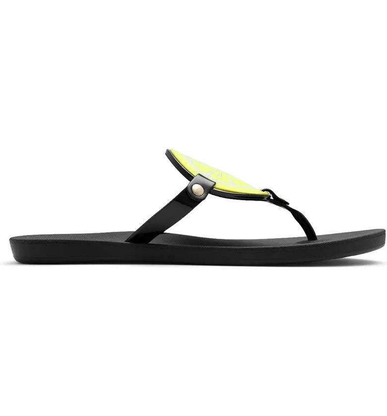 Oka-B Women’s Solara Flip Flop Thong Sandals, Licorice/Lemon ( 8 M )