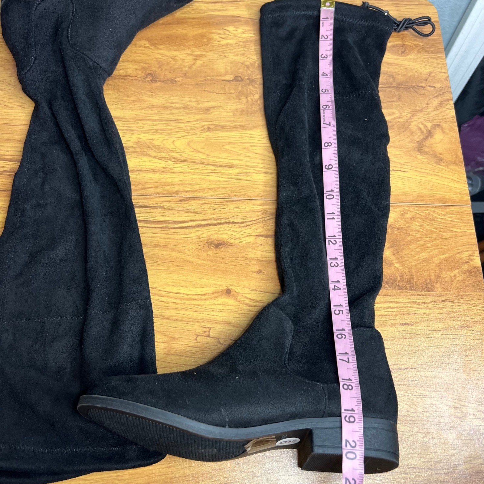 Sugar Unna Black Faux Suede Over-The-Knee Boots Size 6 Tall Slip On Casual NEW