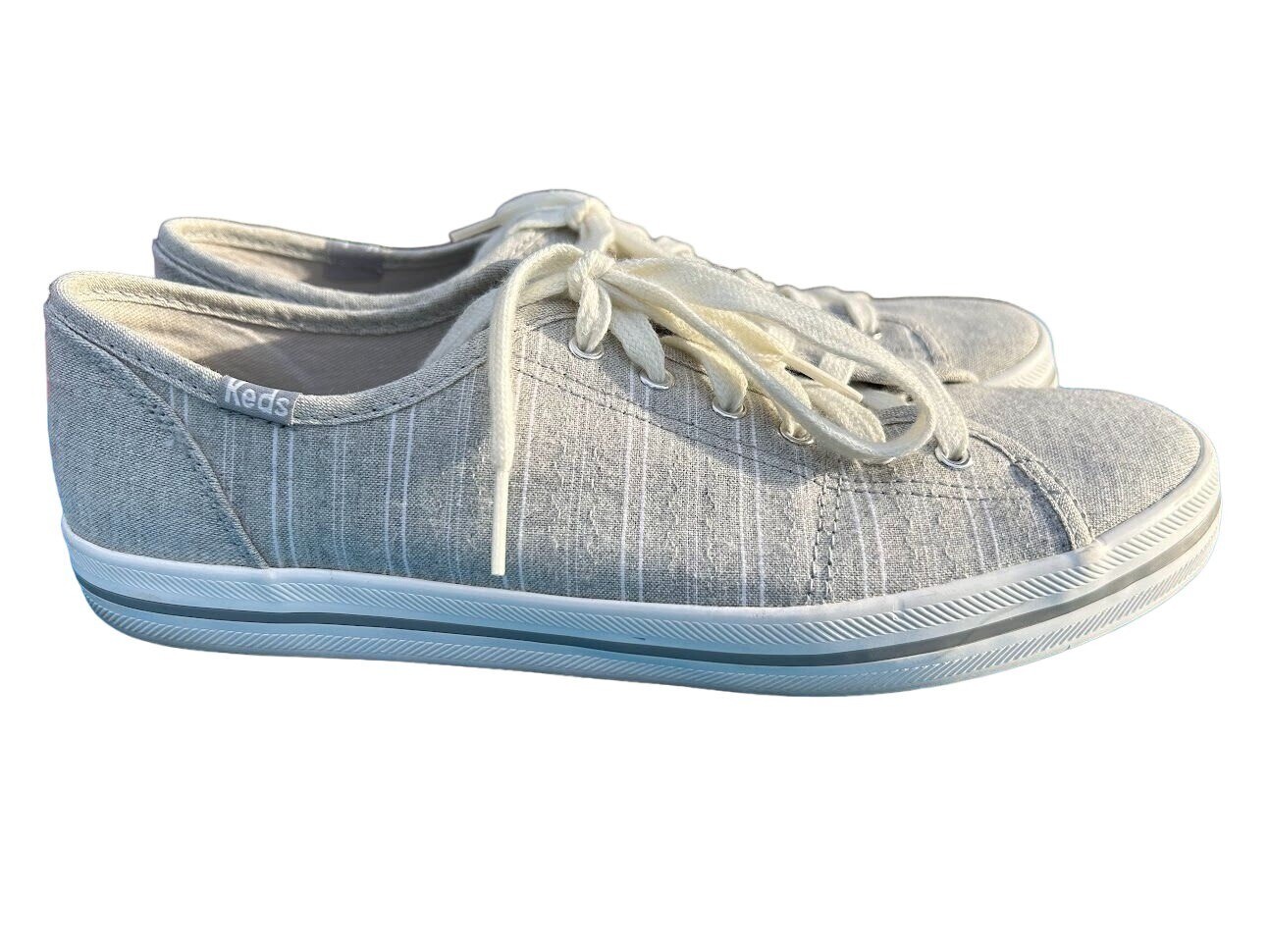 Keds Women’s Ortholite Gray/White Striped Sneakers Size 8.5