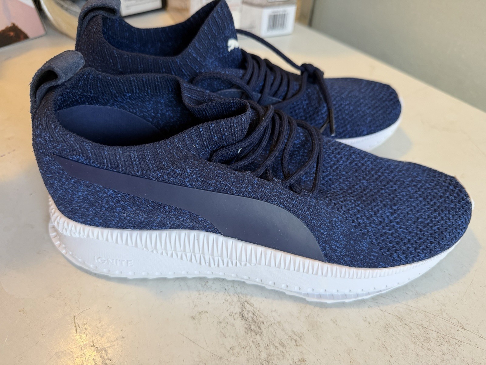 PUMA EVOKNIT Men’s Lace-Up Low Top Athletic Sneakers Blue/White running shoes