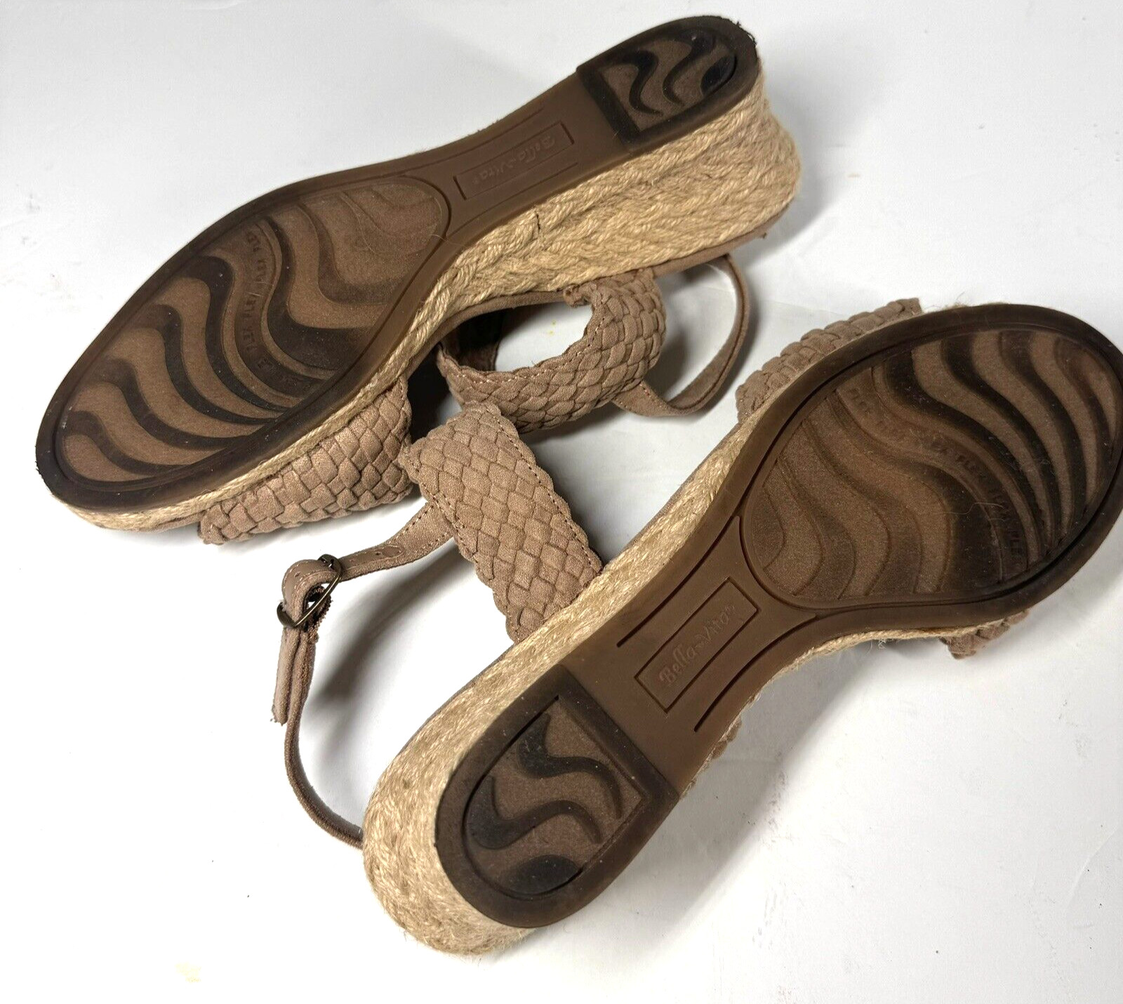 Bella Vita Women 9W Mariella Slingback Wide Espadrille Wedge Sandals Brown