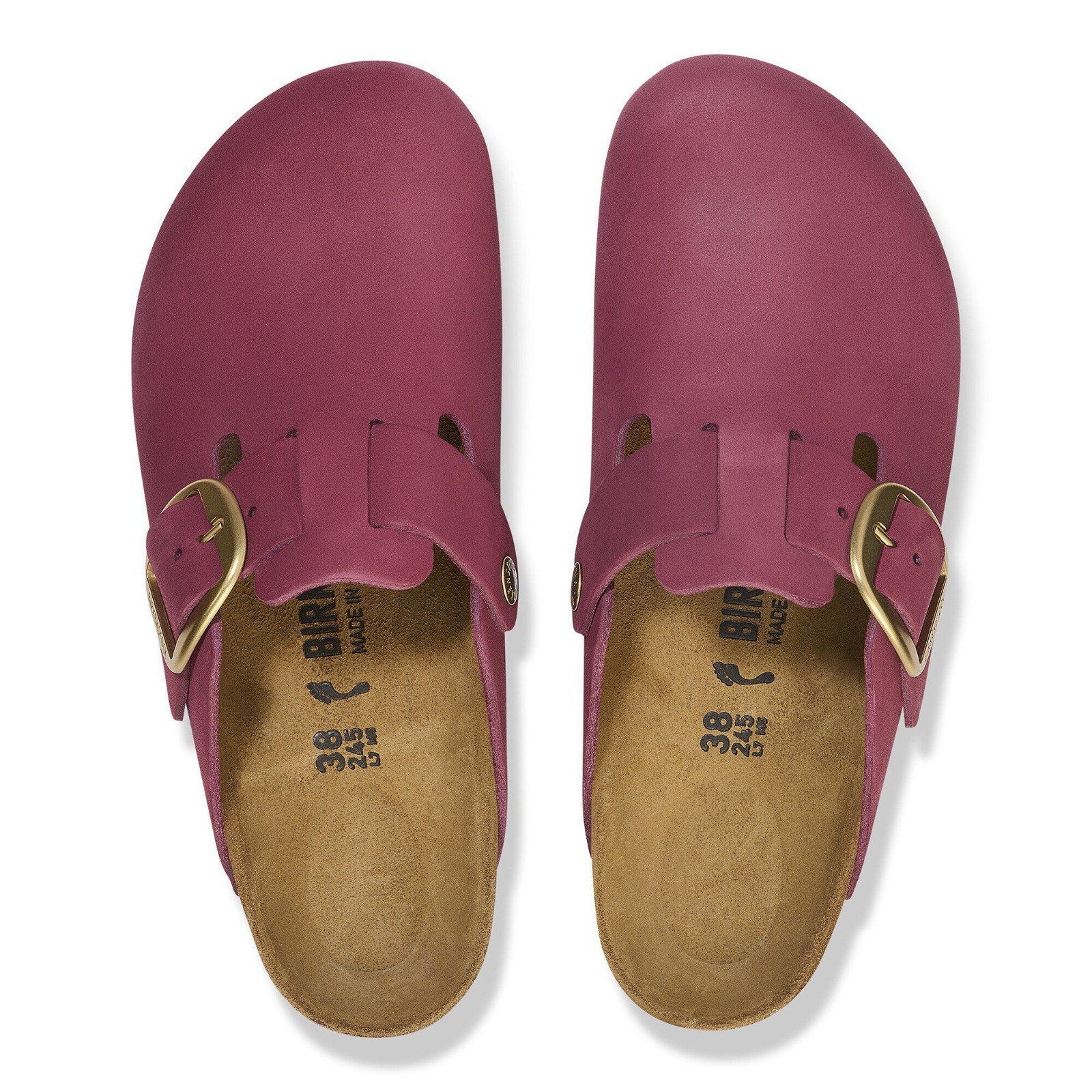 Birkenstock Boston Big Buckle Nubuck Leather Berry Crush Select Size