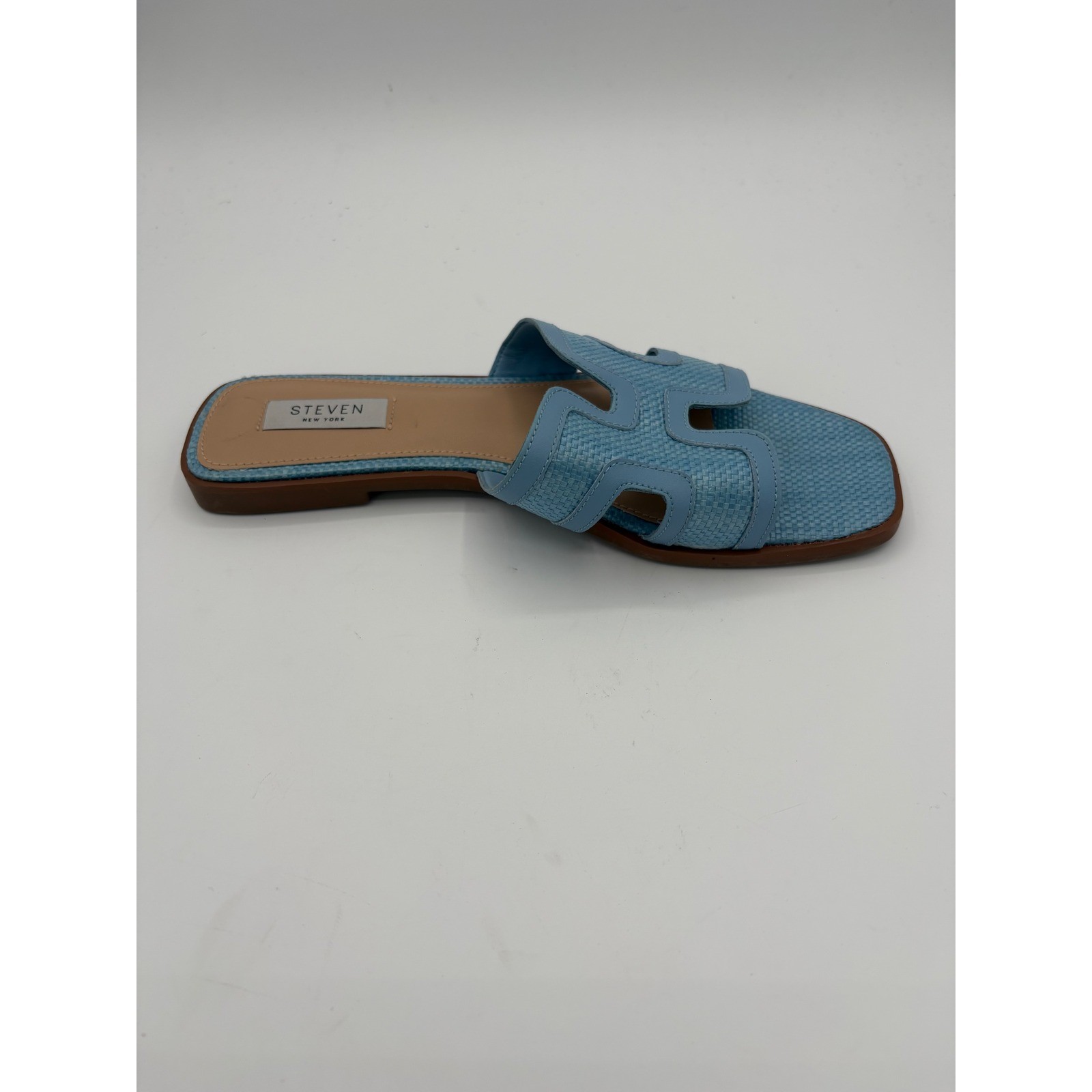 Steven New York Hadyn Light Blue Woven H-Band Slide Sandals Womens 9.5