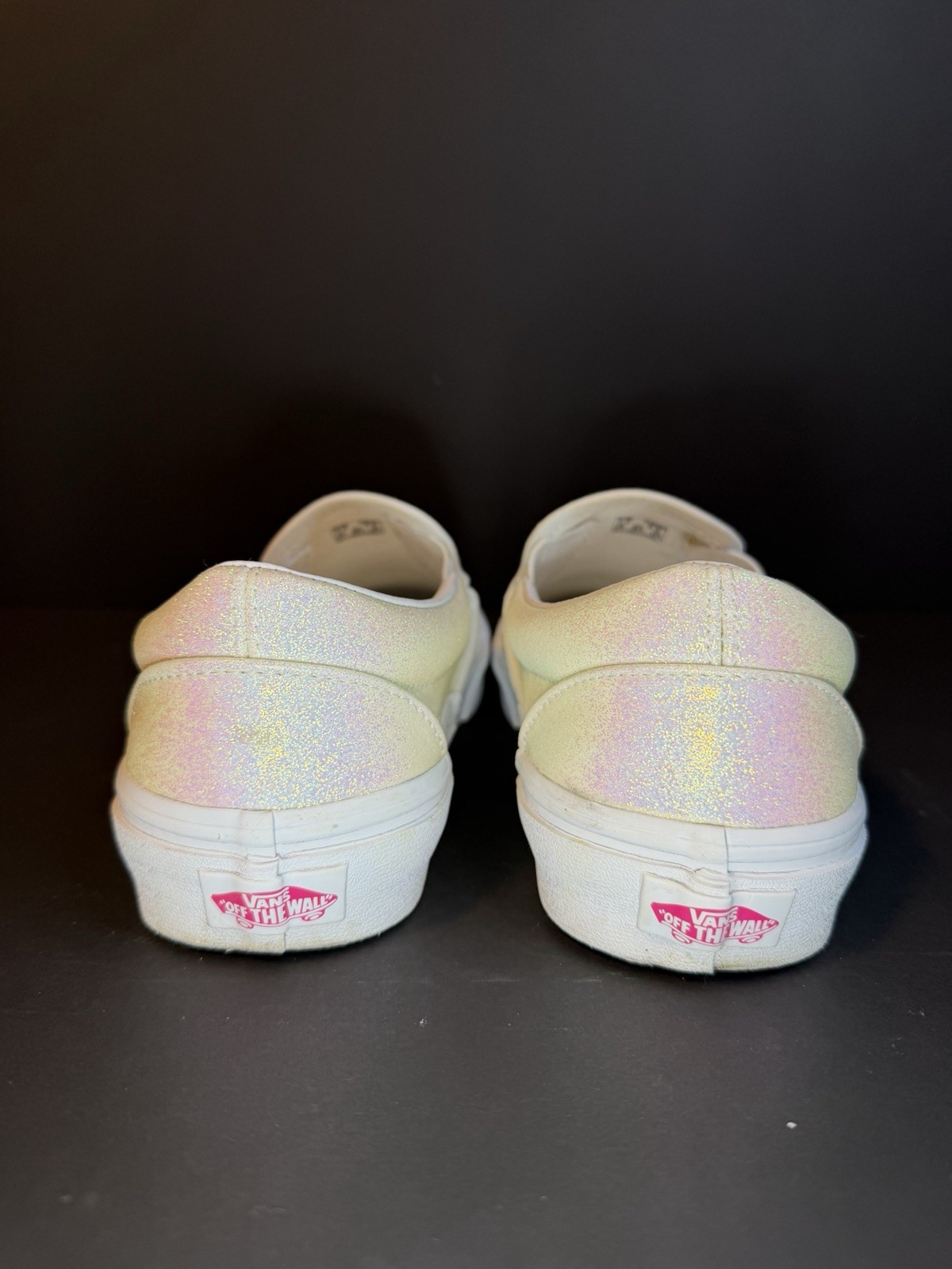 Vans Glitter Slip-On Sneakers Women’s Size 8.5 Champagne Gold Sparkle Shoes