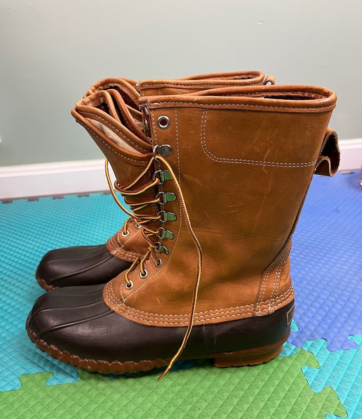 VTG L.L. BEAN GORE-TEX THINSULATE Hunting Womens Duck Boots Brown Leather Size 9
