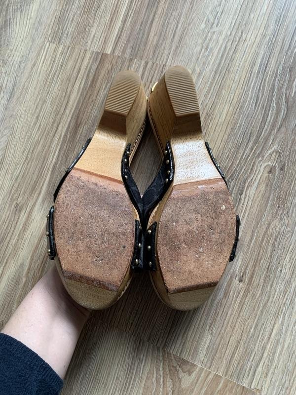 Women Coach Sabots Black Leather 38
