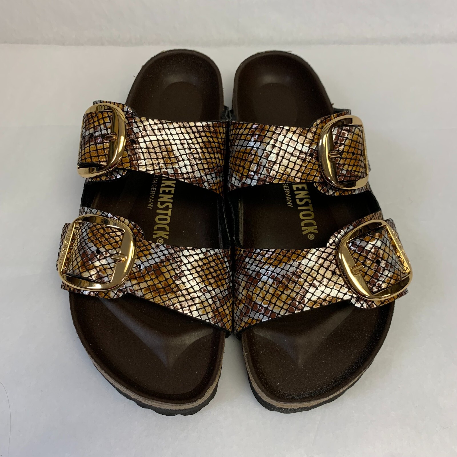 Birkenstock New w/ Box Arizona Big Buckle Python Brown Microfiber N Select Size