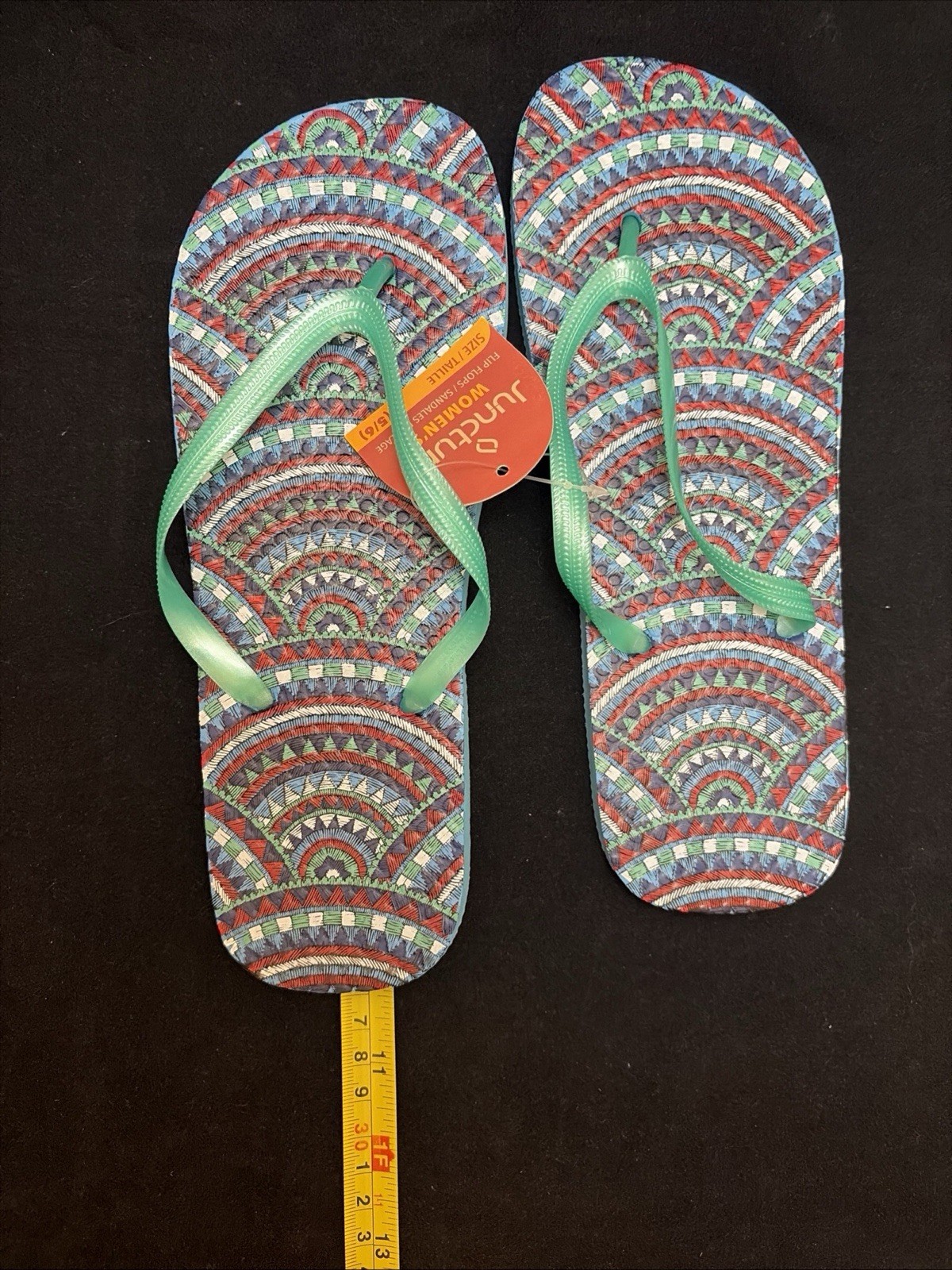 WOMENS JUNCTURE FLIP FLOP RUBBER BEACH SANDALS SIZE SMALL 5-6 NWT Green And Blue