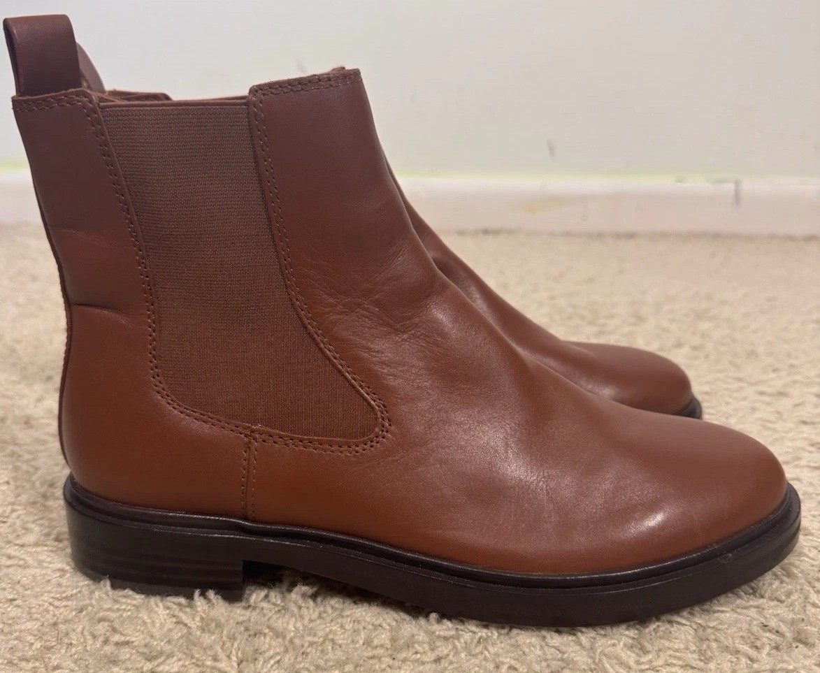 Madewell The Benning Chelsea Boot in Warm CInnamon Brown Soft Leather Women 9.5