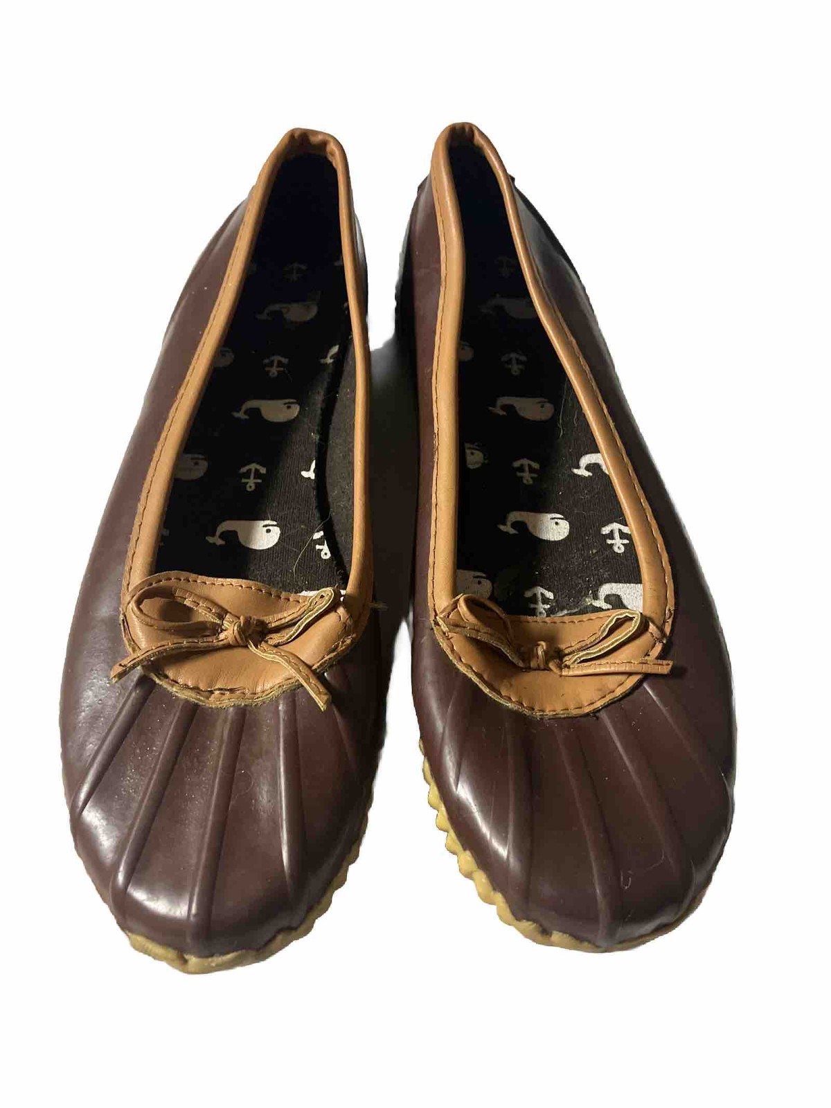 London Fog Webster Duck Rain Shoes Size 8 Waterproof Shell Nautical Boat Whales
