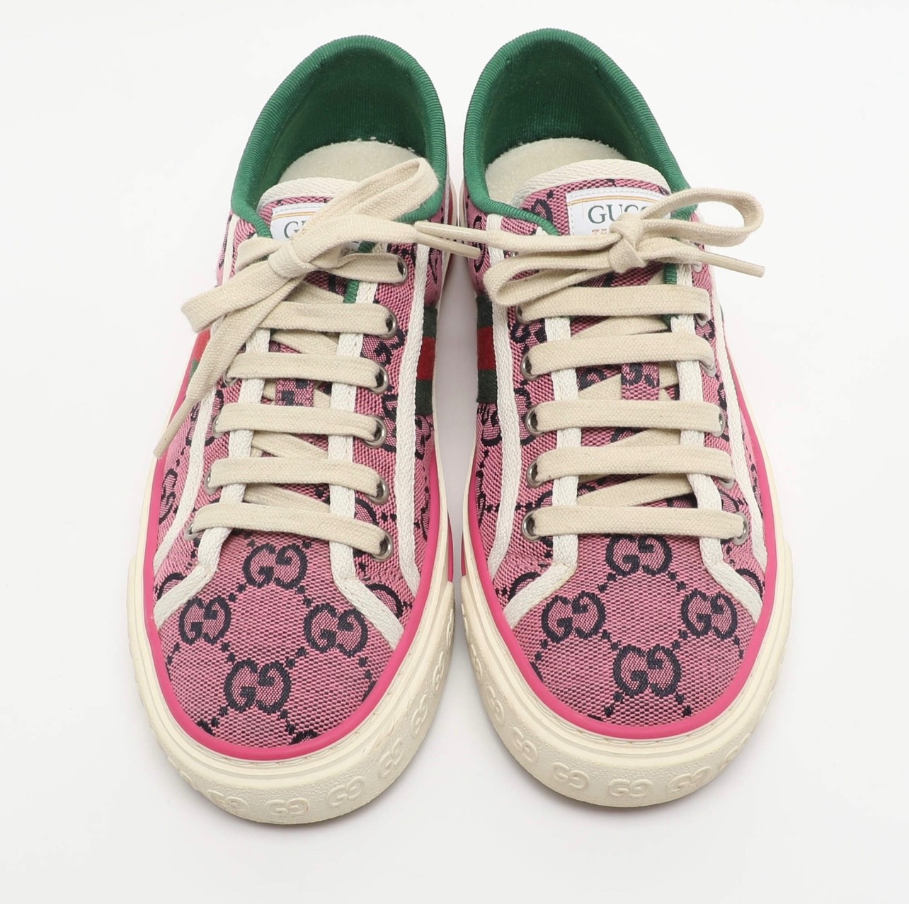 Gucci Tennis 1977 Size 36 Pink GG Canvas Low Top Sneakers