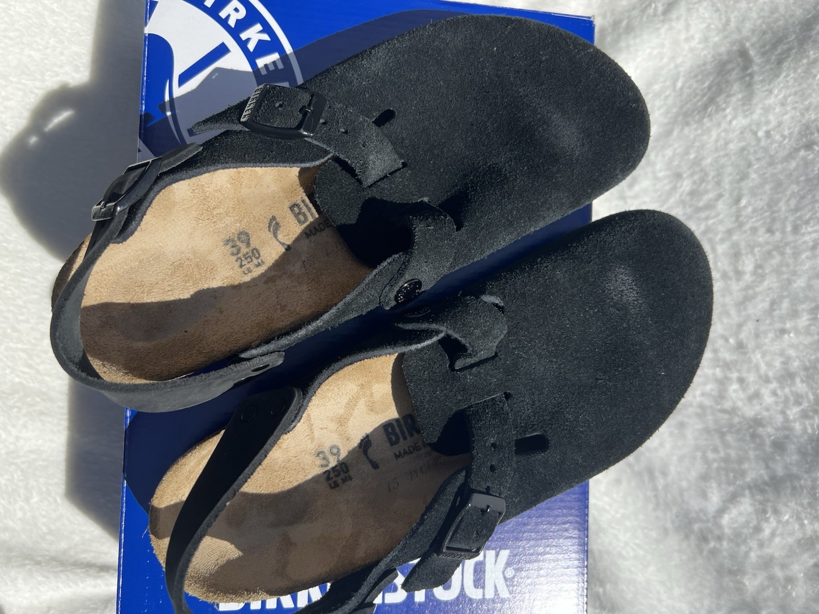 Birkenstock w/ Box Tokio II Black Suede Leather Regular EU 39 US Size 8-8.5