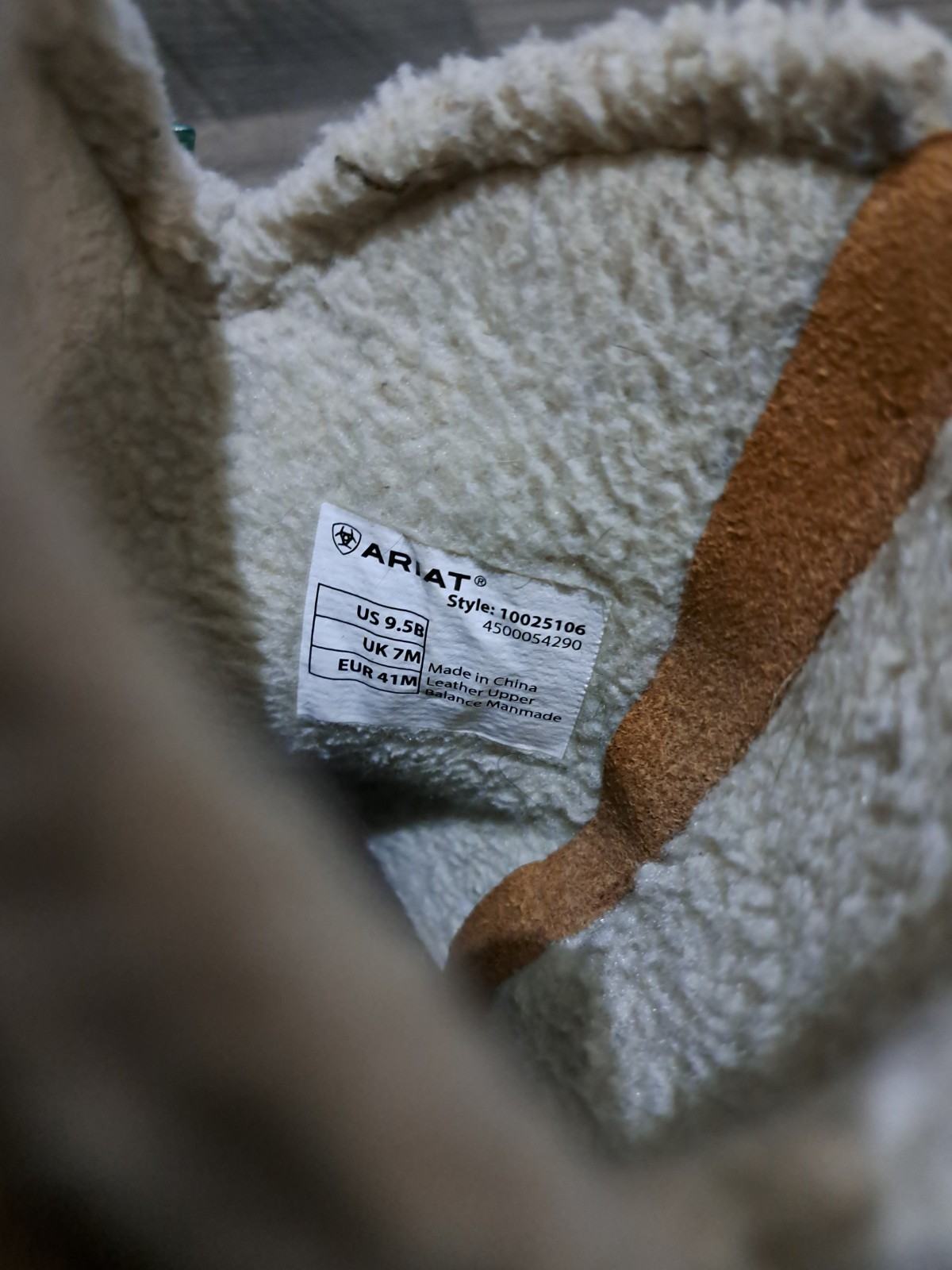 Ariat Darlin Fleece Sandstorm Boot Sz 9.5B