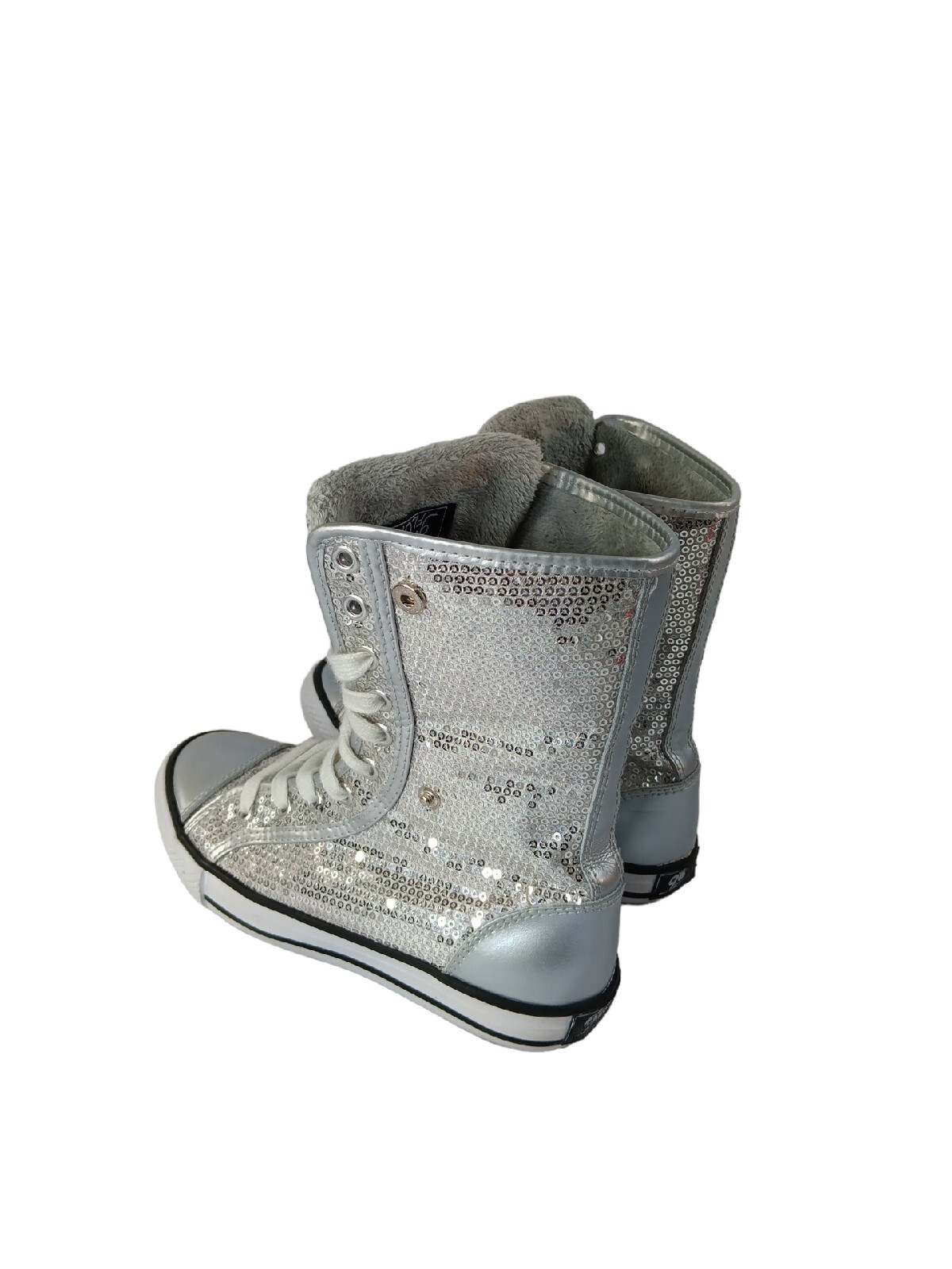 Gotta Flurt Silver Sequin/ White Women’s High Top Shoes 5.5 Destiny 17981084