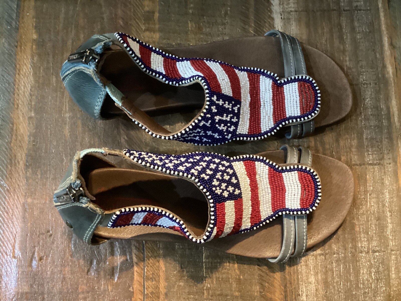 Pikolinos Maasai Beaded Gladiator Sandals flats Women’s Sz 36/6 USA Flag