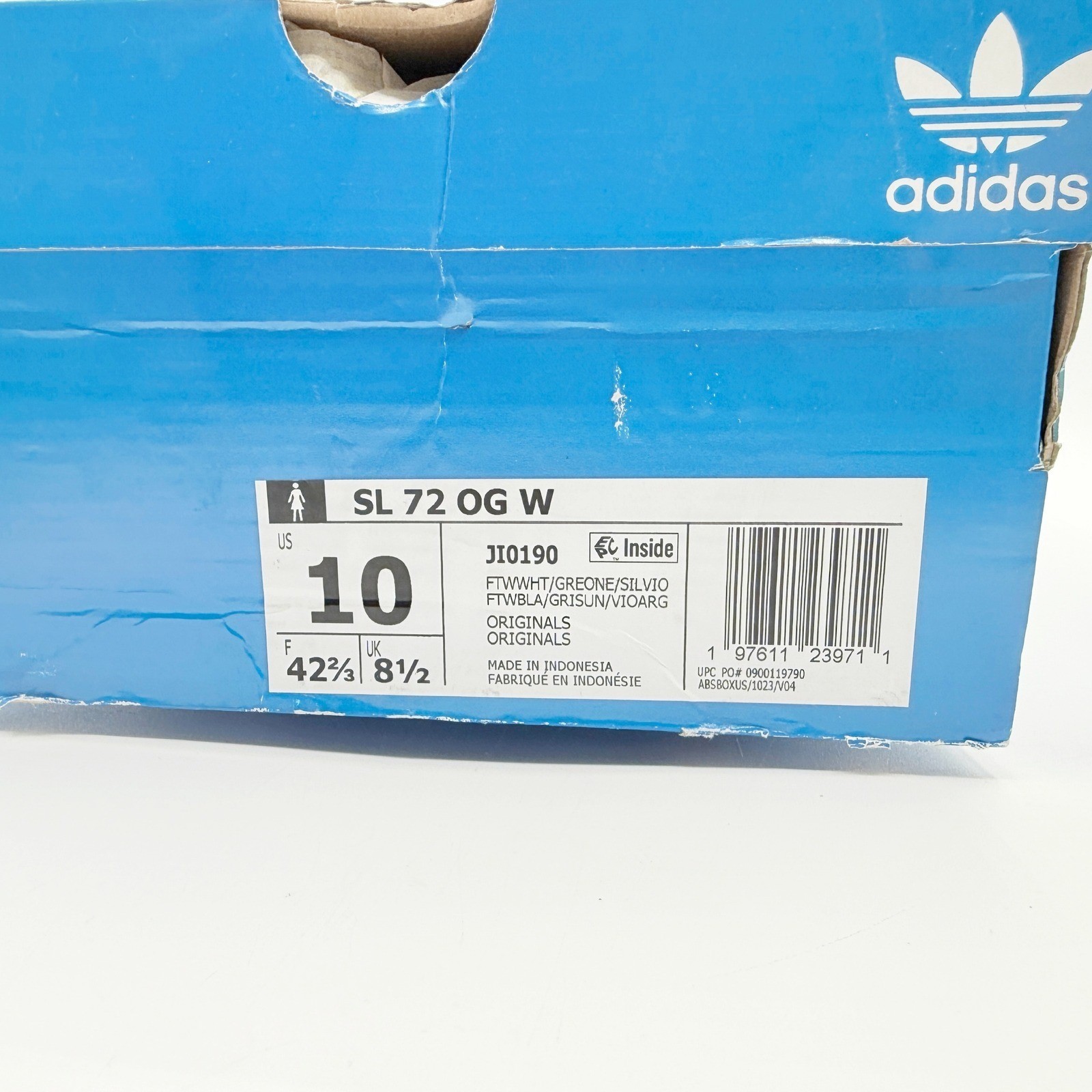 Adidas SL 72 OG W Sneakers Size 10 Womens White/Green/Silver JI0190 NEW