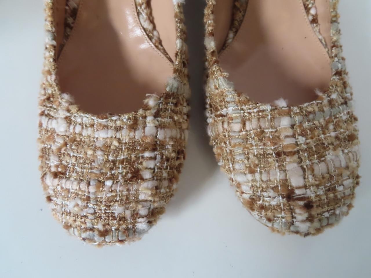 Gianvito Rossi Nude Boucle Tweed Mary Jane 45mm Pumps Size 39/US 9