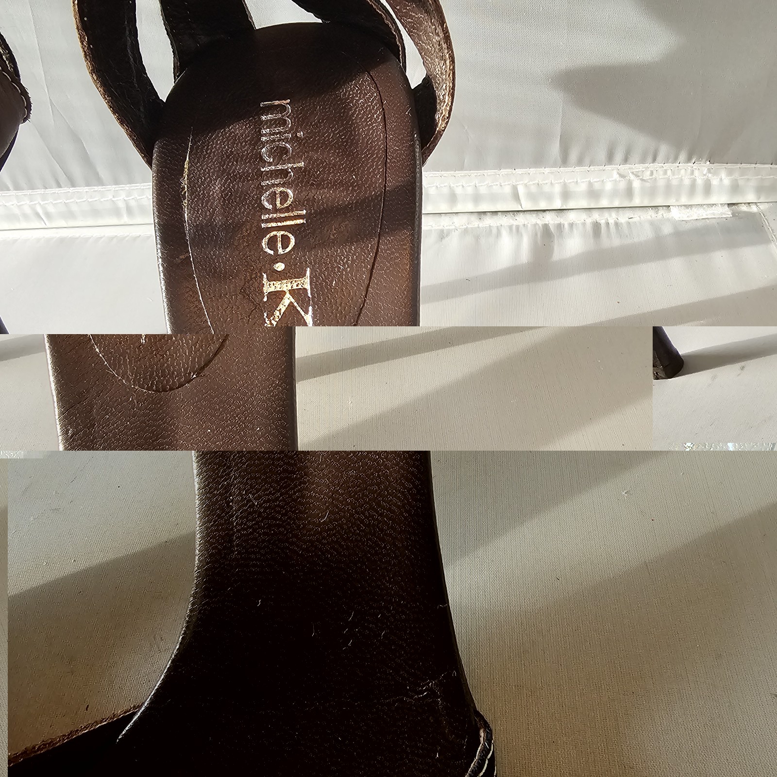 Michelle K Size 11 EU 41 Brown Navy 3.25″ High Heel Buckles Vero Cuoio Italy