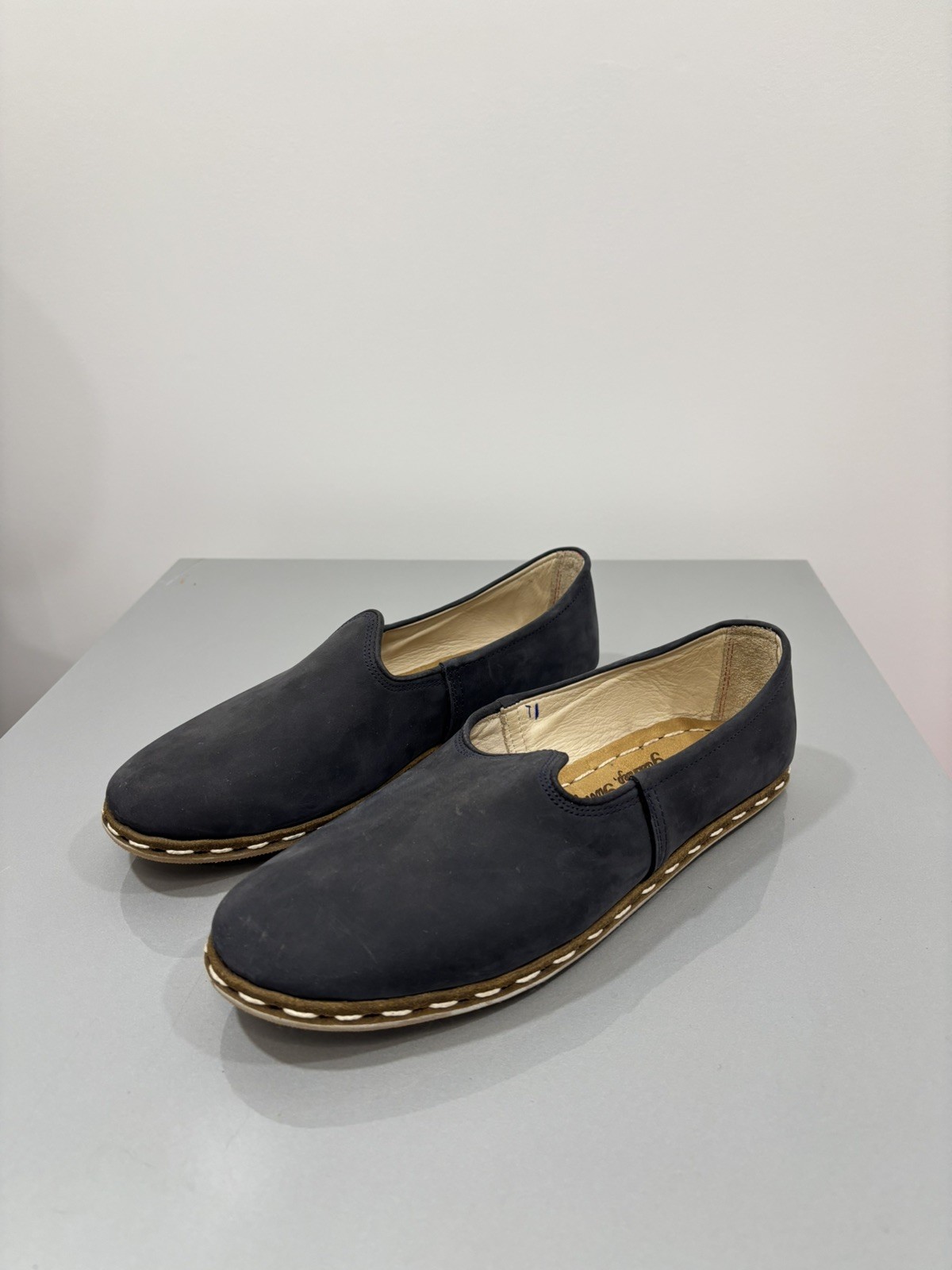 Sabah Turkish Signature Sabahs Blue Leather EU 43 Slip On Handmade Loafers
