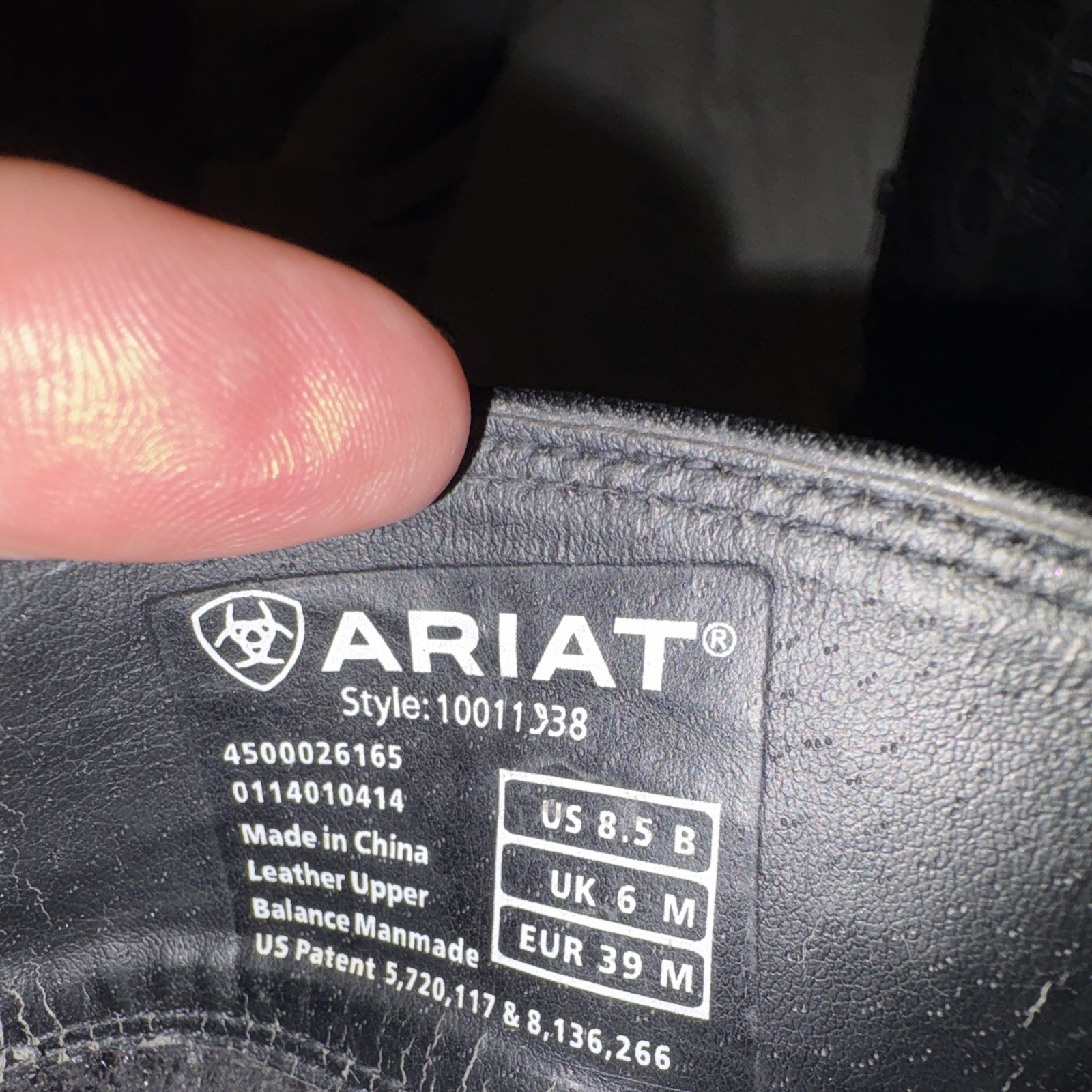 Ariat Women’s Black Leather Knee High Western Boots Zip Pointed Toe 8.5B