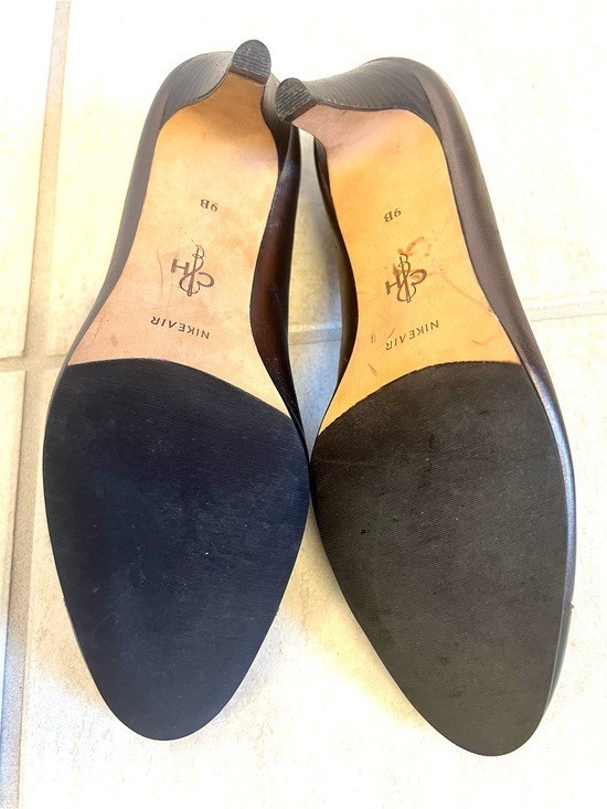 Cole Haan 9B Metallic Bronze Cap-Toe High Heels office leather sophisticated