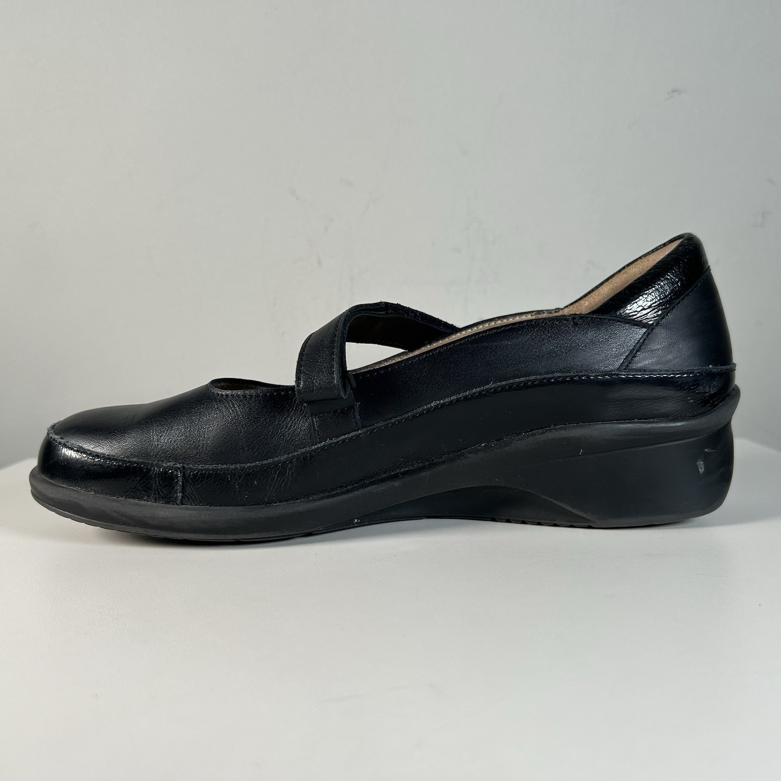 Finn Comfort Black Leather Mary Jane Wedge Shoes Germany Women’s 5.5