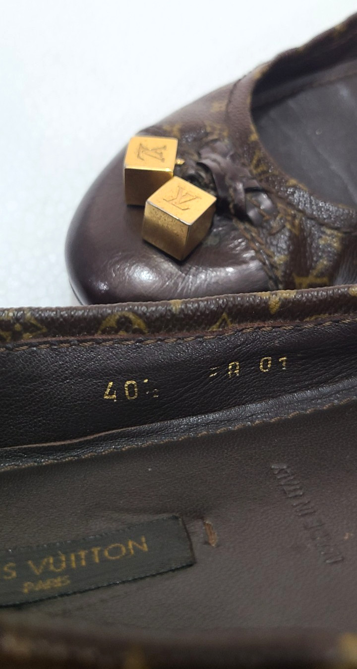 Louis Vuitton Monogram Canvas Ballet Flats Gold Cubes Dice EU 40.5 US 10