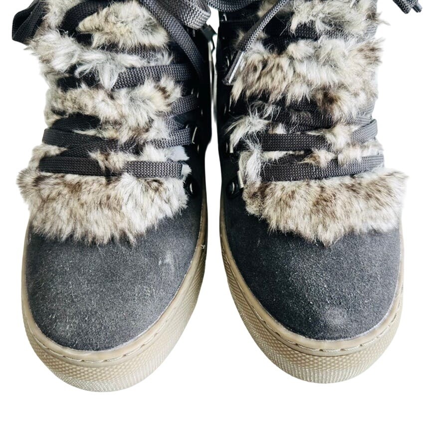 Cougar Daniel Suede Faux Fox Fur Waterproof Boot Pewter Grey NEW Size 36 / 6