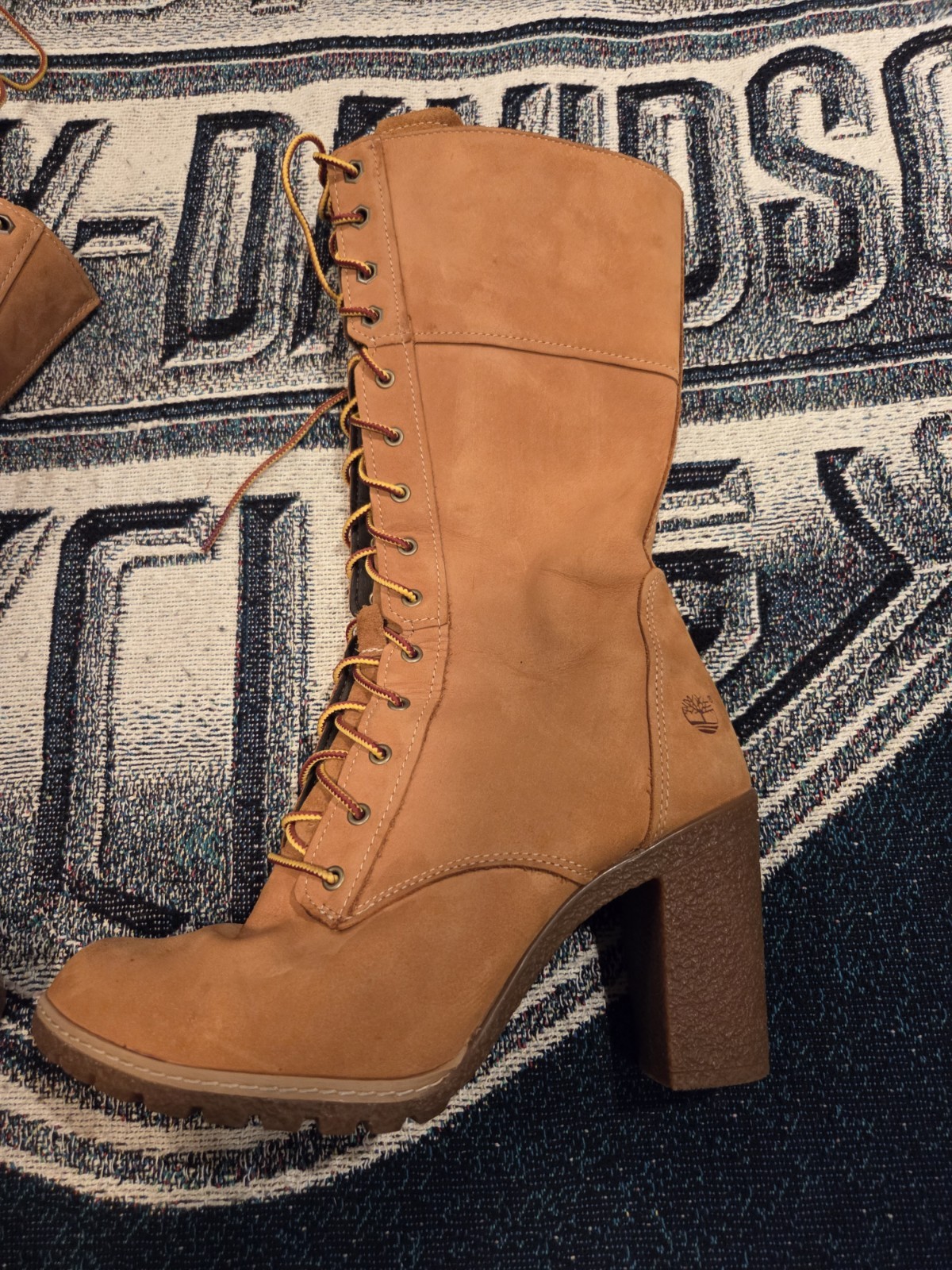 Timberland Women’s Glancy 10in Low Heel Lace-Up Knee High Heel Boots Size 8