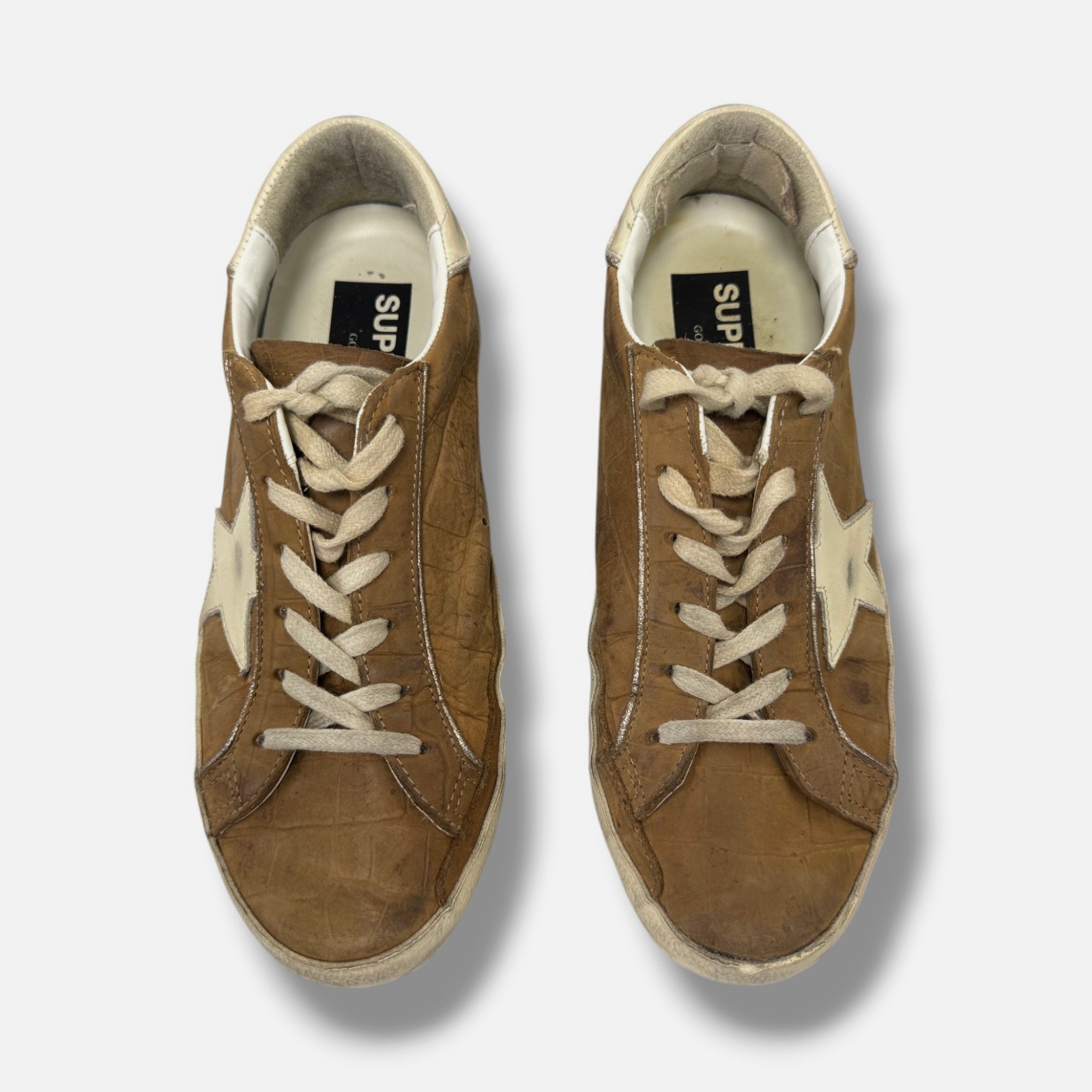 Golden Goose Women’s Brown Super-Star Croco Sneakers Shoes Size EU:38 US:8