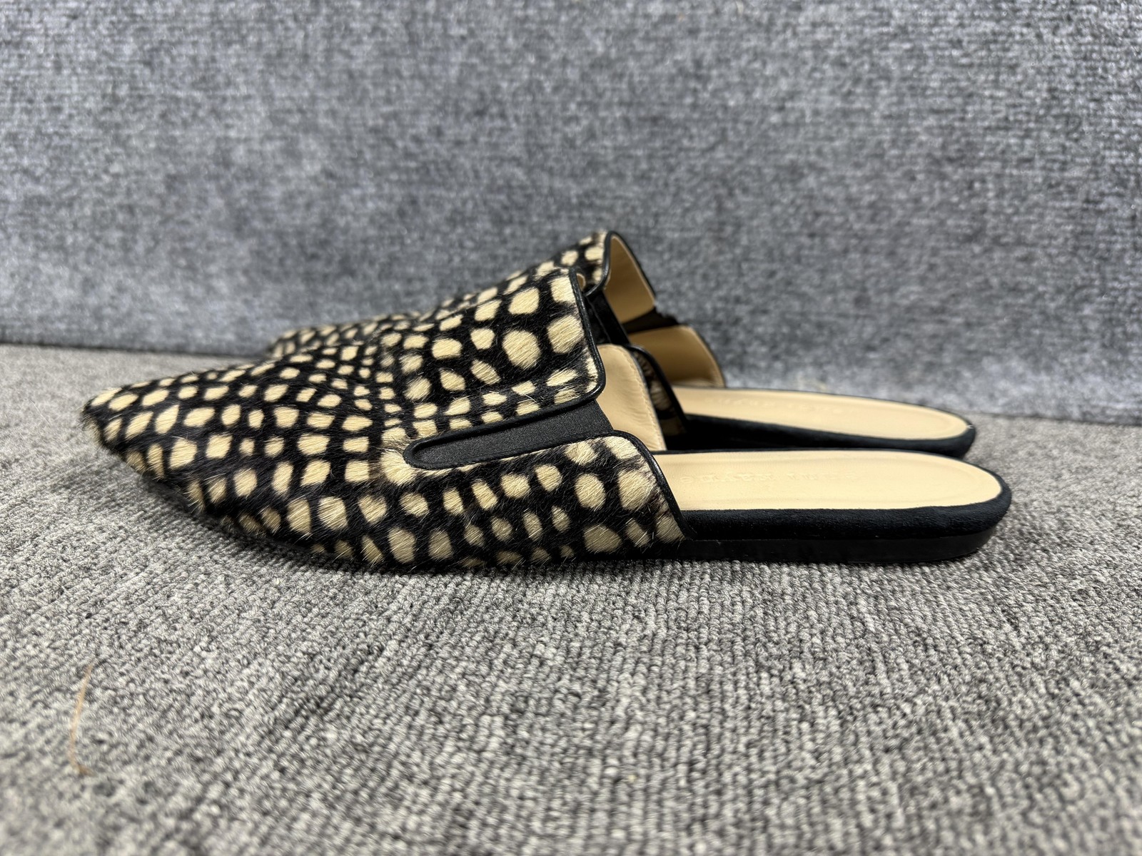 Jenni Kayne Slides Womens 11 Black Calf Hair Pointed Toe Made Italy IT 41