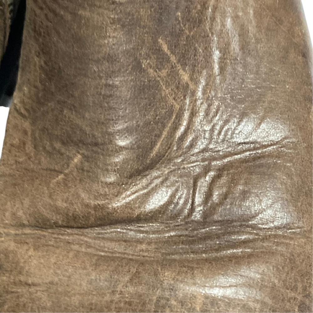 DRIES VAN NOTEN Canvas Panel Side Zip Long Boots, 38, Brown/Beige Women USED