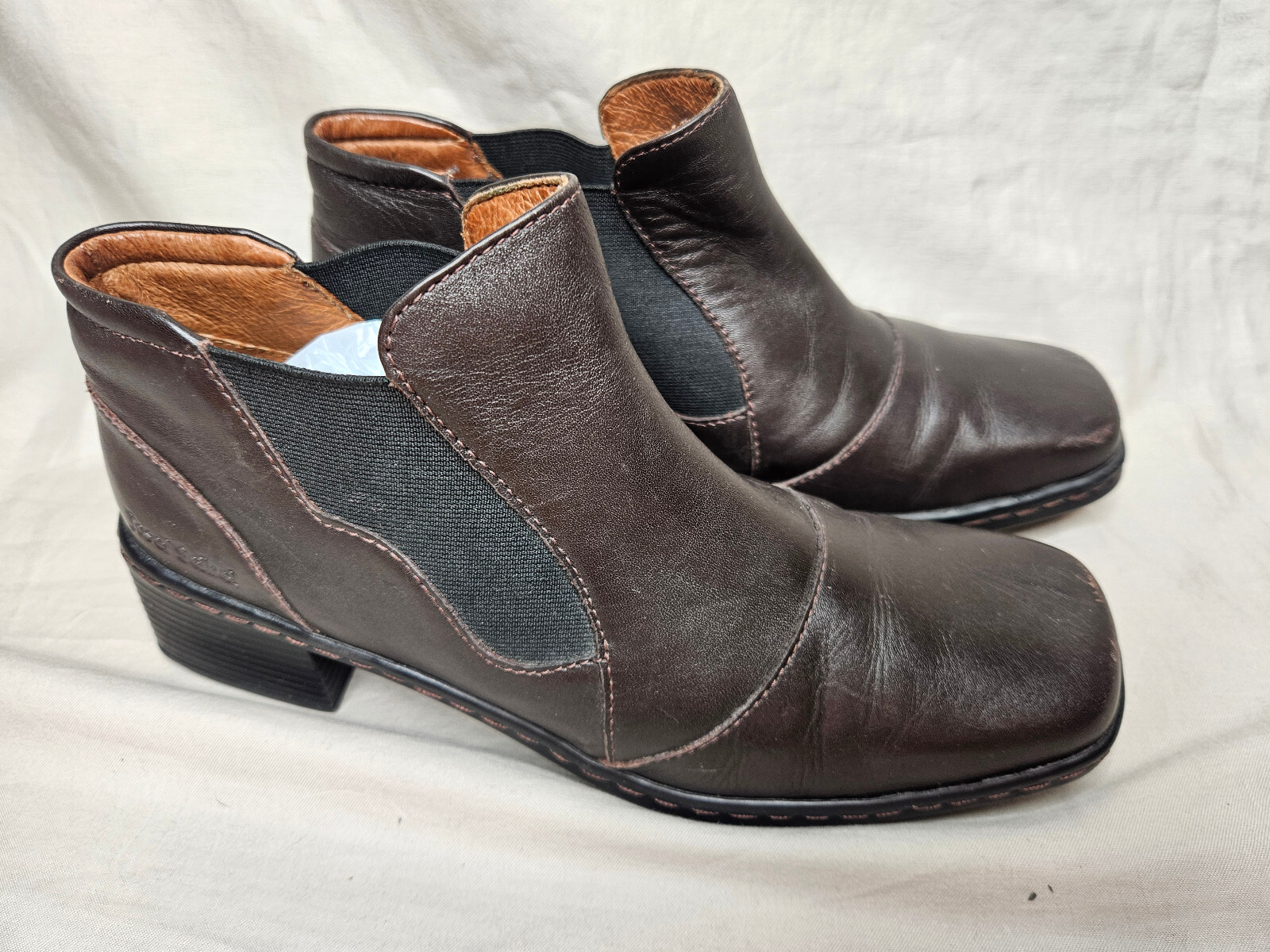 Josef Seibel Chelsea Boots Womens EUR 38 US 7 – 7.5 Brown Leather Sqaure Toe